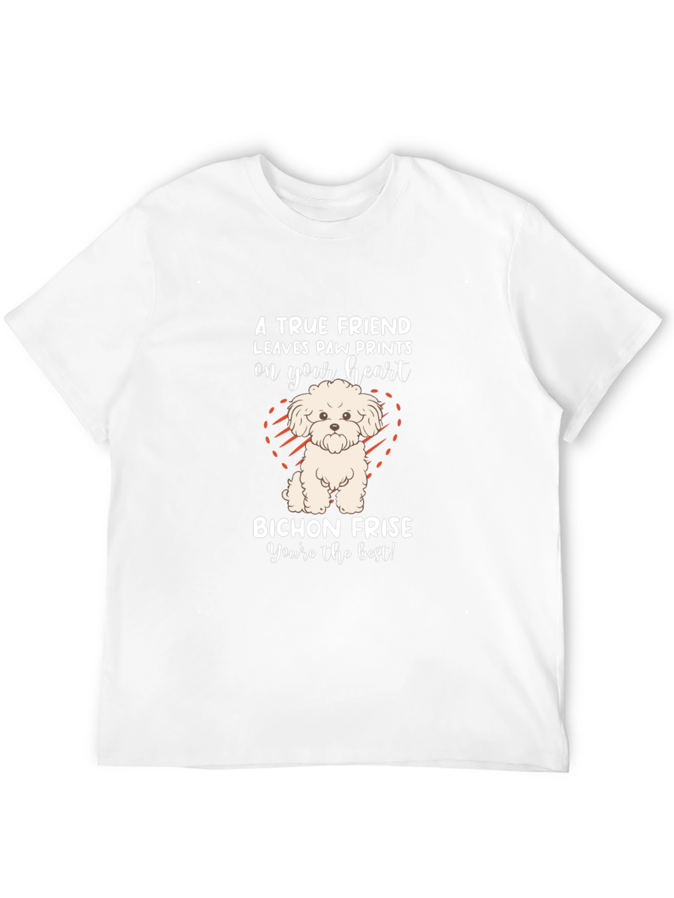 Bichon Frise Paw Print Heart T-Shirt
