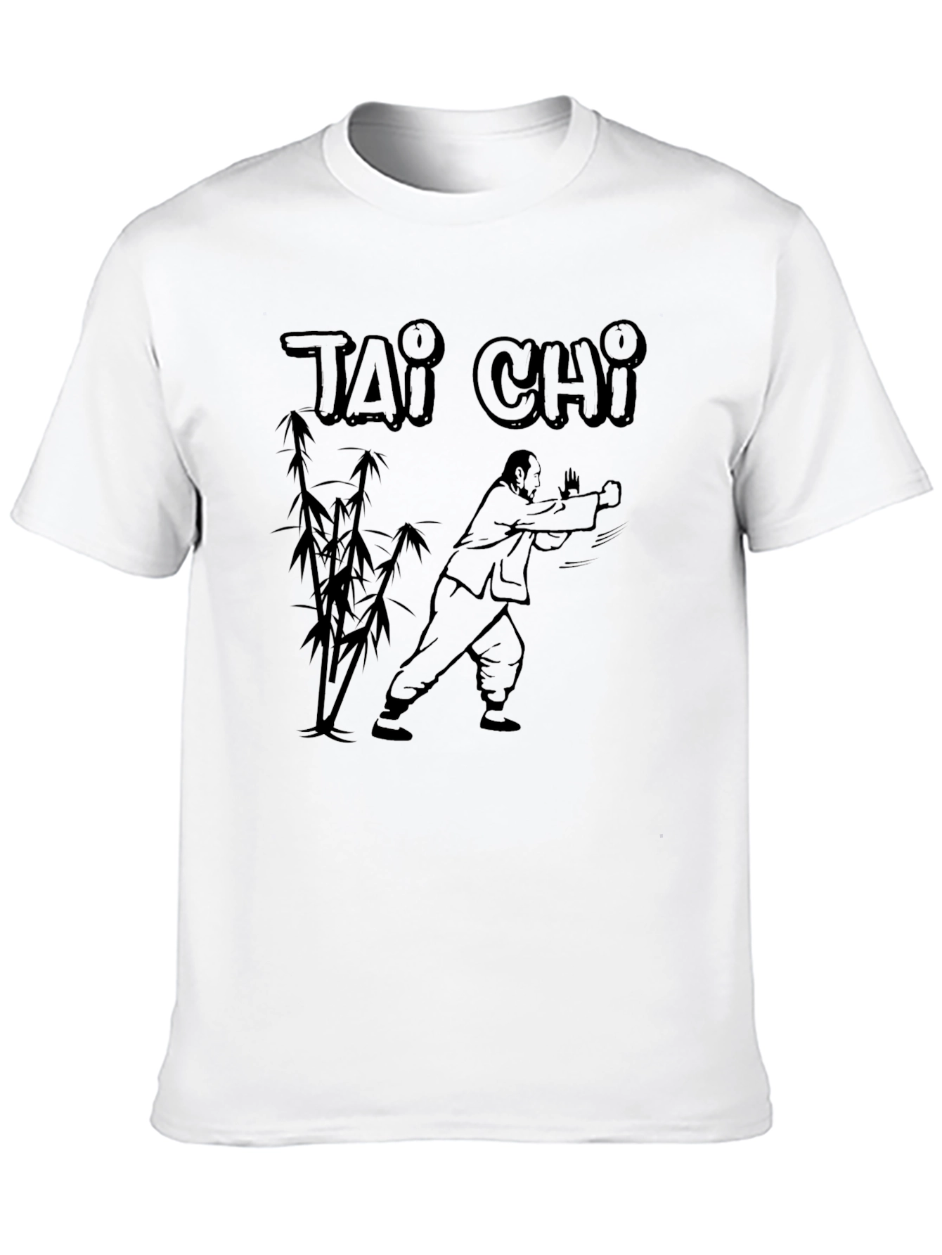 Tai Chi Graphic Print Crew Neck T-Shirt