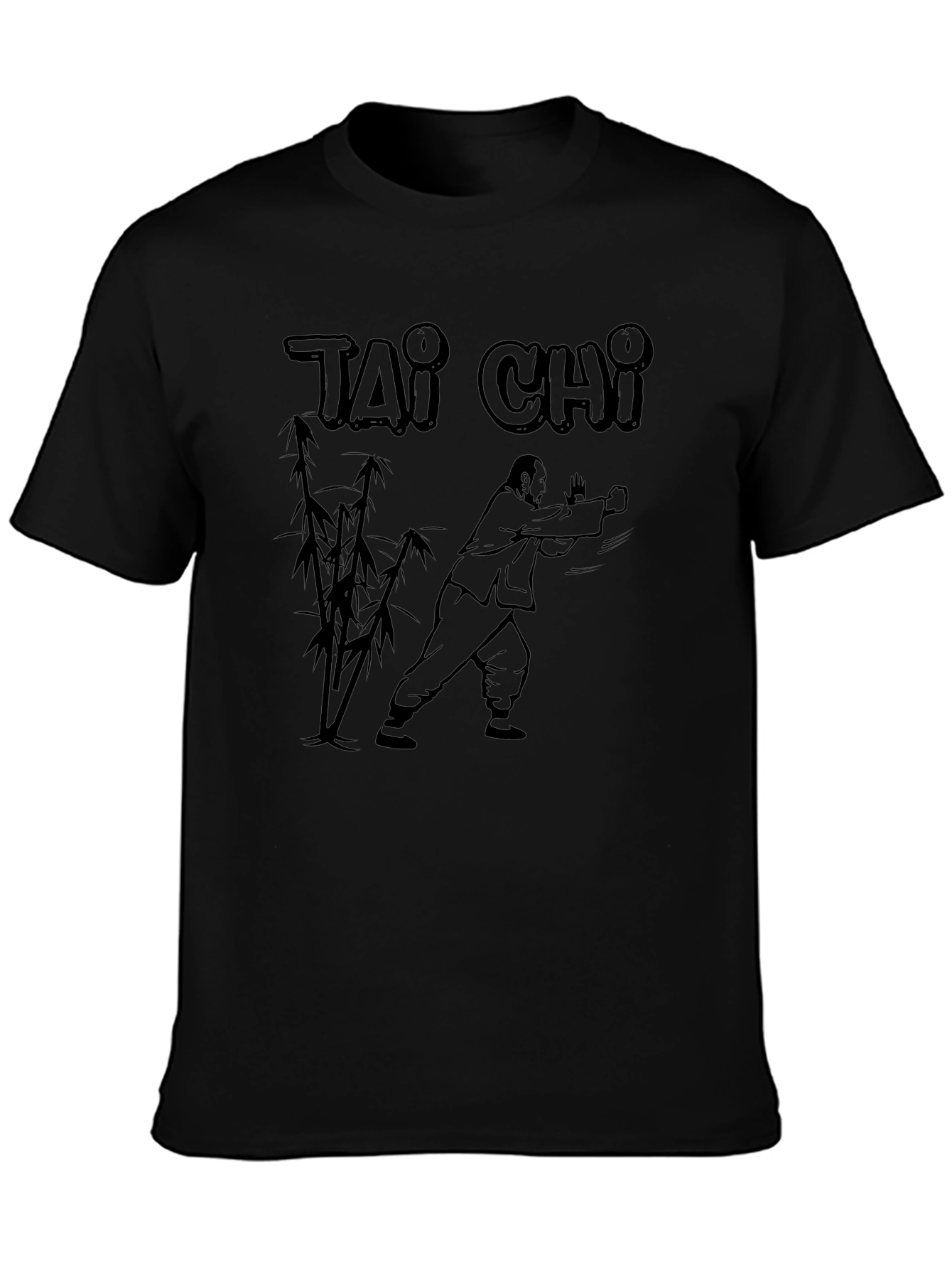 Tai Chi Graphic Print Crew Neck T-Shirt