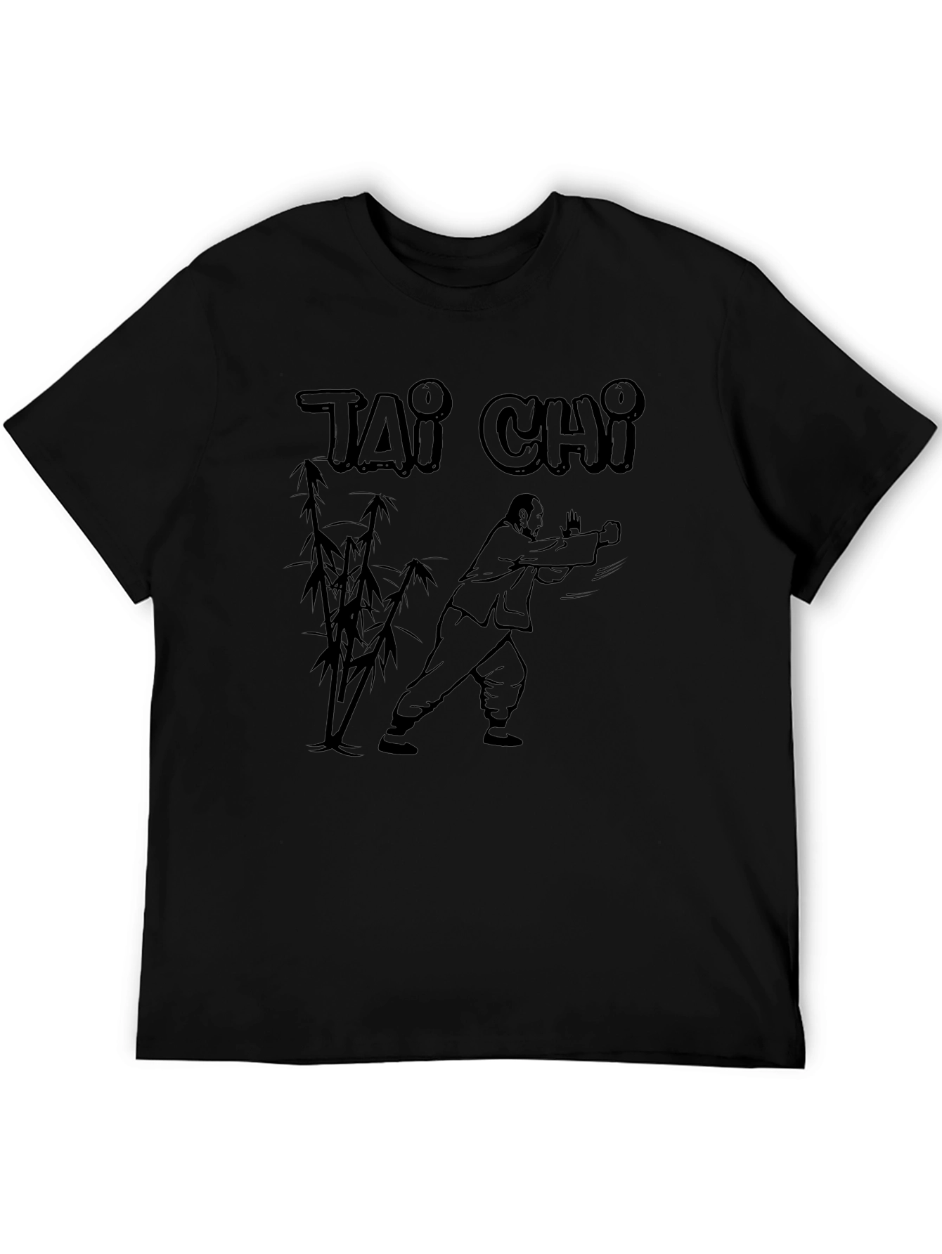 Tai Chi Graphic Print Crew Neck T-Shirt