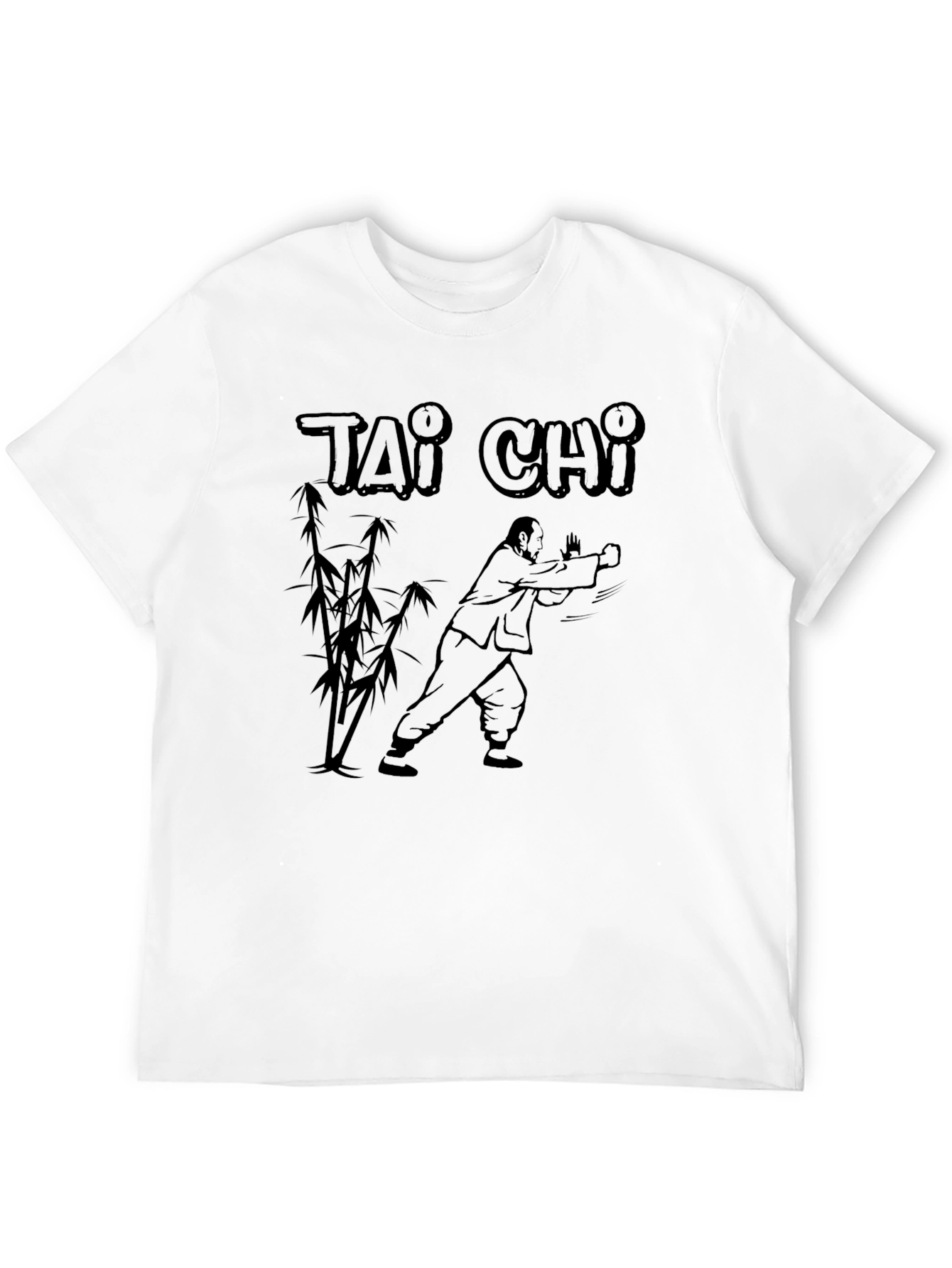 Tai Chi Graphic Print Crew Neck T-Shirt