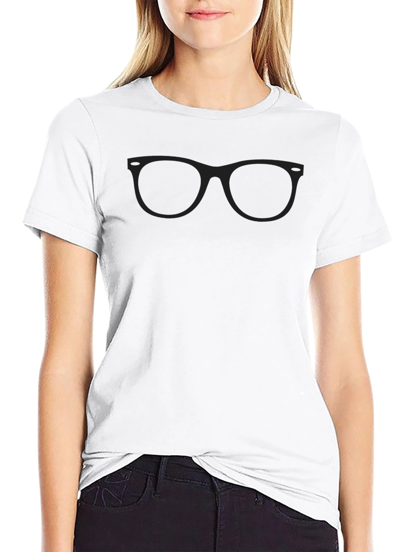 Cool Black T-Shirt with Glasses Graphic