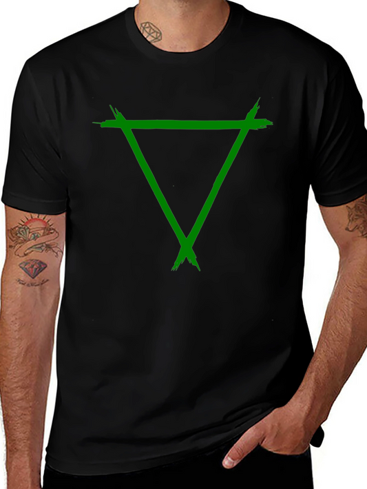Green Triangle Graphic Black Tee Shirt