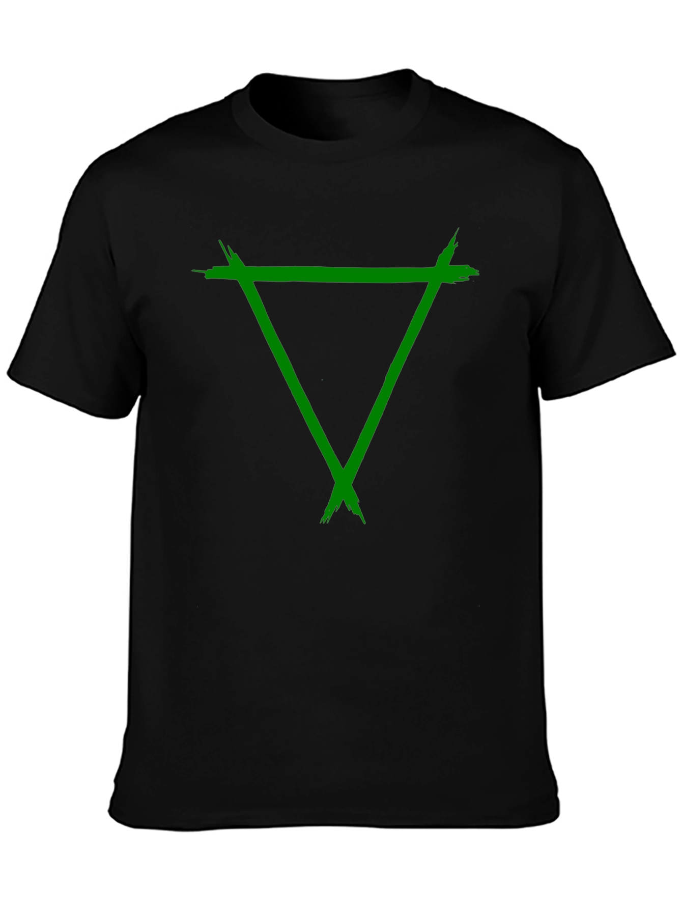Green Triangle Graphic Black Tee Shirt