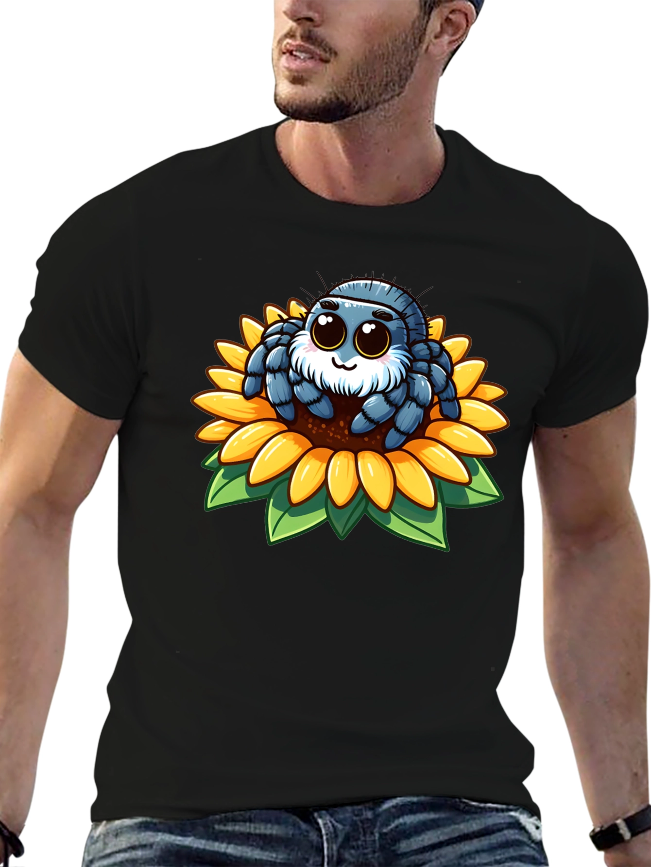 Cute Spider on Sunflower Graphic Tee