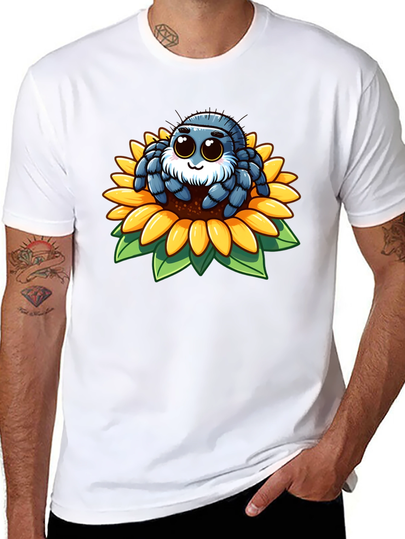 Cute Spider on Sunflower Graphic Tee