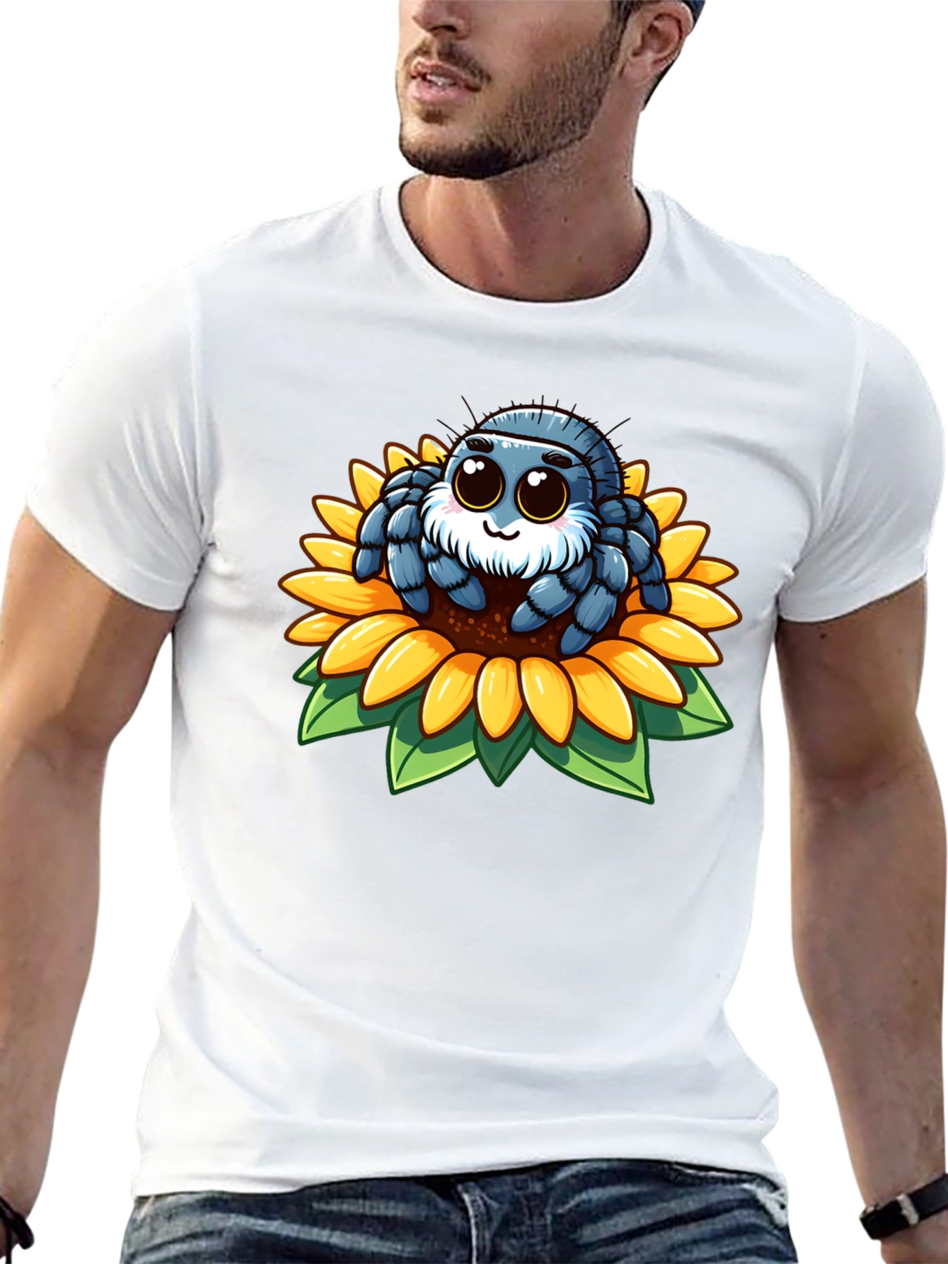 Cute Spider on Sunflower Graphic Tee