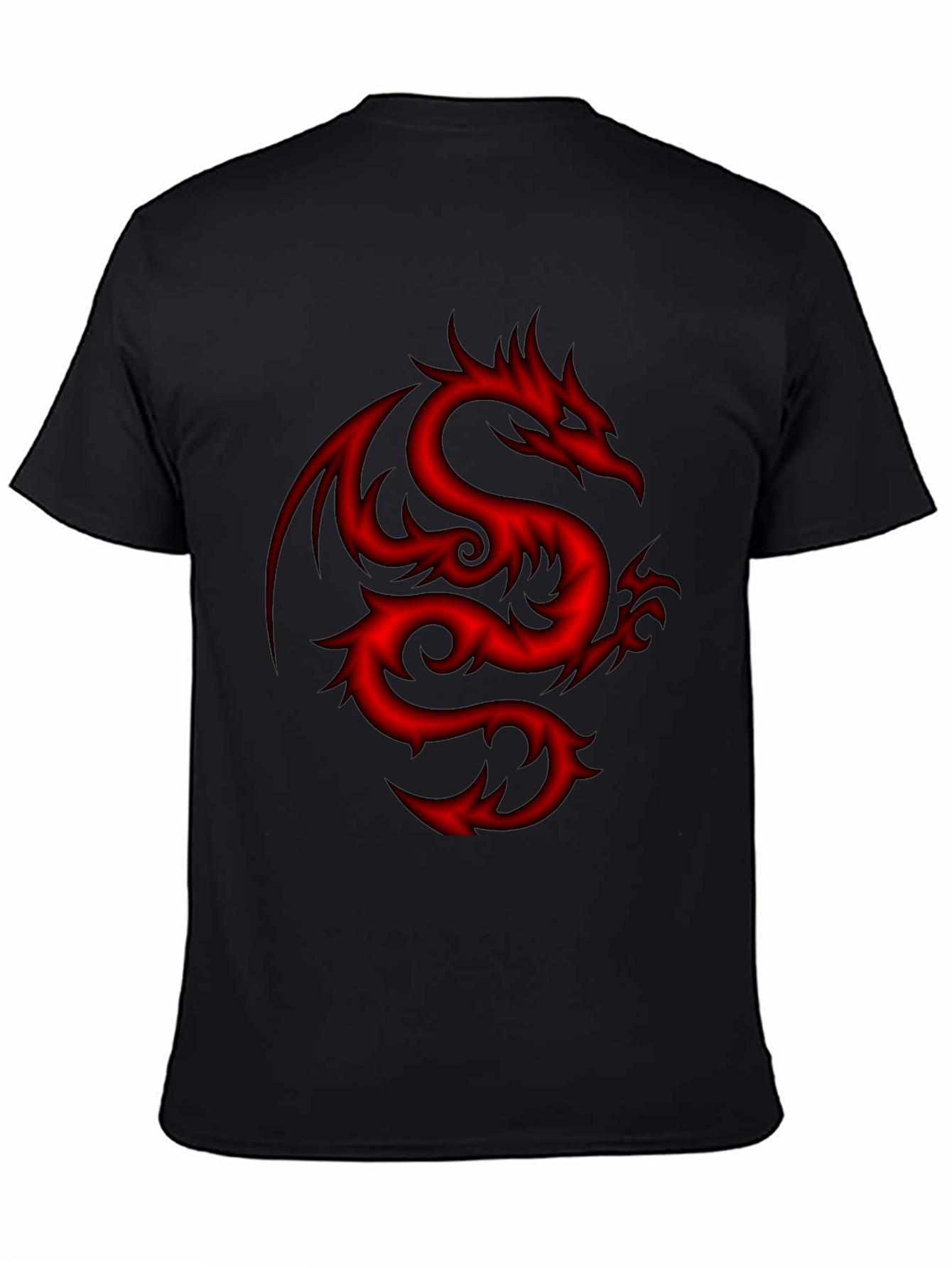Mens Black T-Shirt with Red Dragon Design