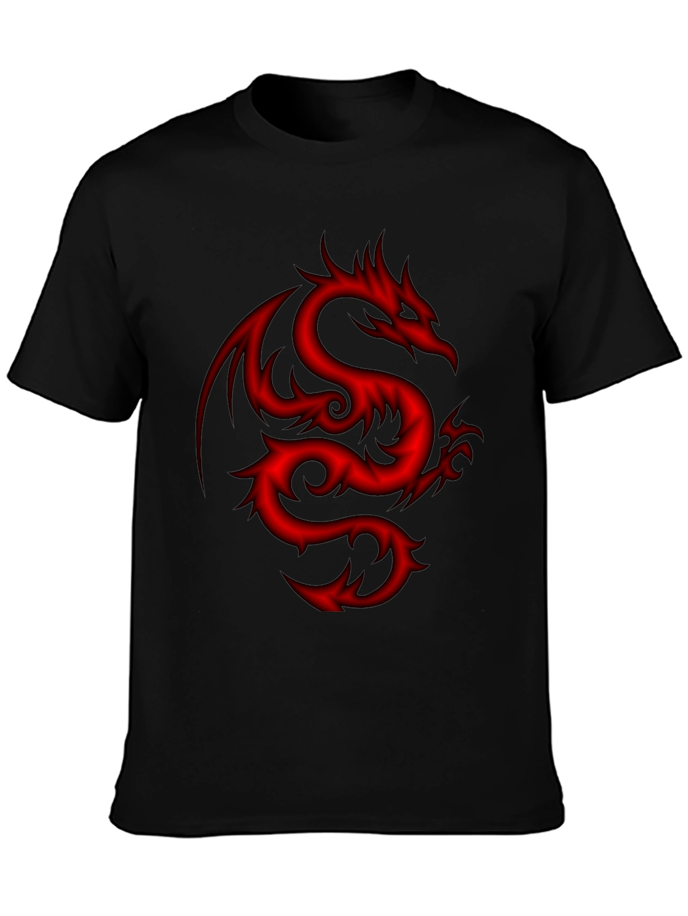 Mens Black T-Shirt with Red Dragon Design