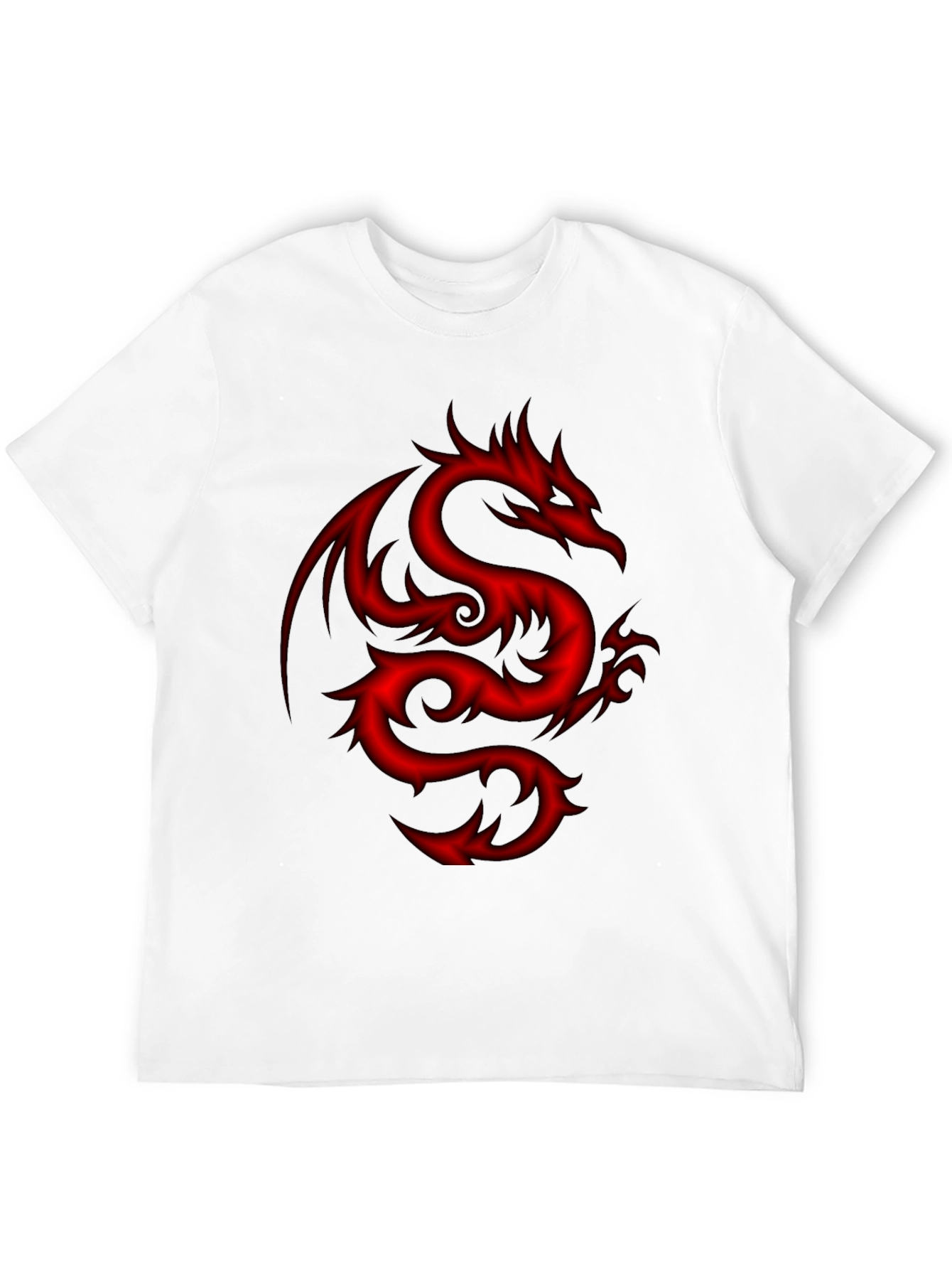 Mens Black T-Shirt with Red Dragon Design