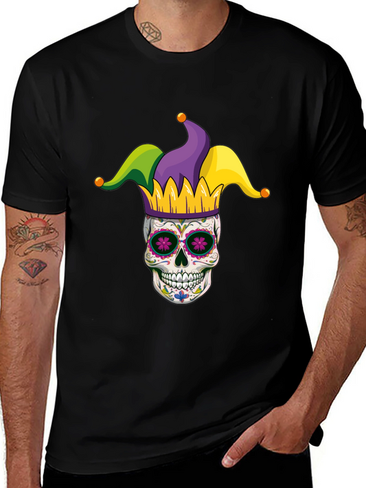 Mardi Gras Skull T-Shirt - Jester Sugar Skull Tee