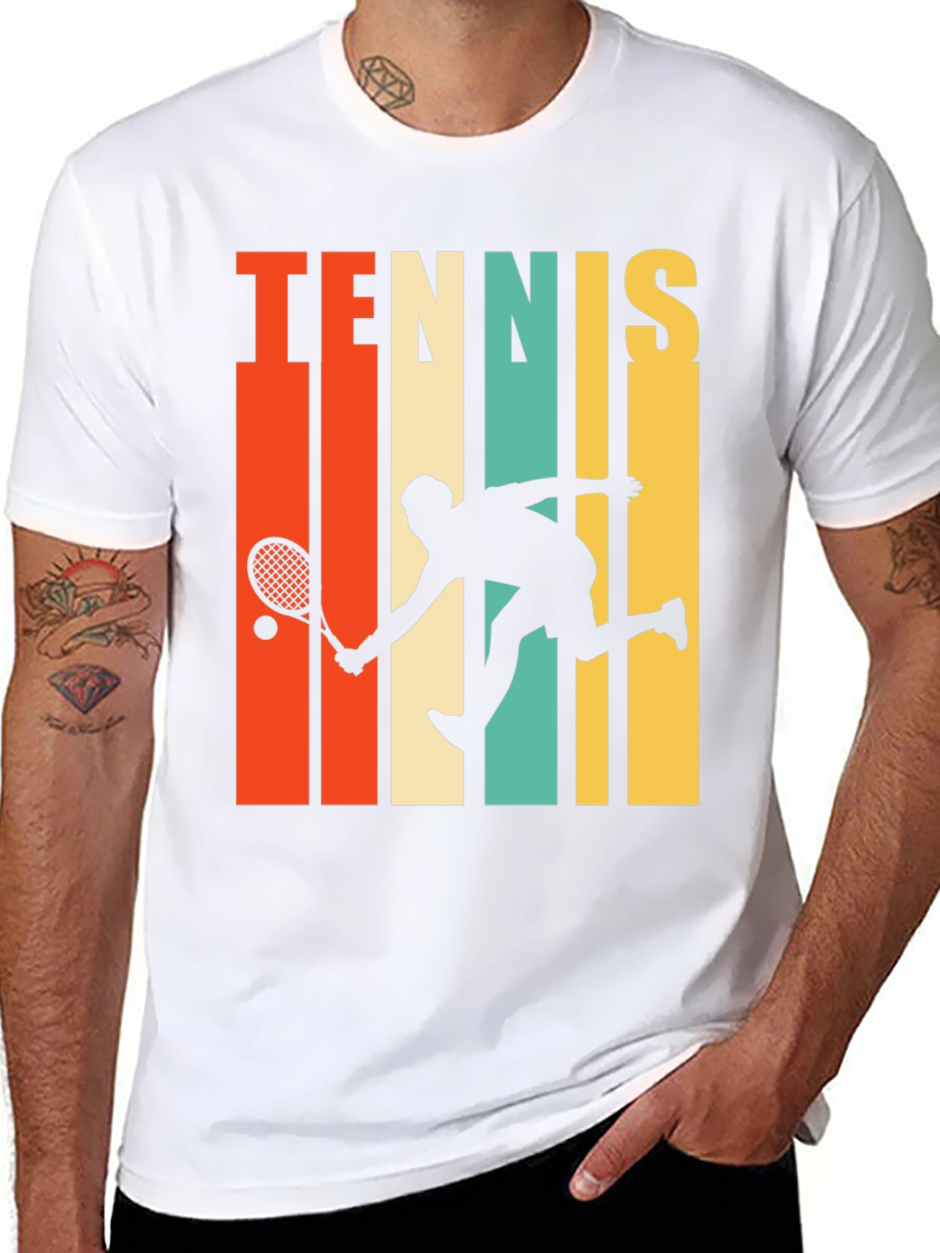 Retro Tennis Player Graphic T-Shirt