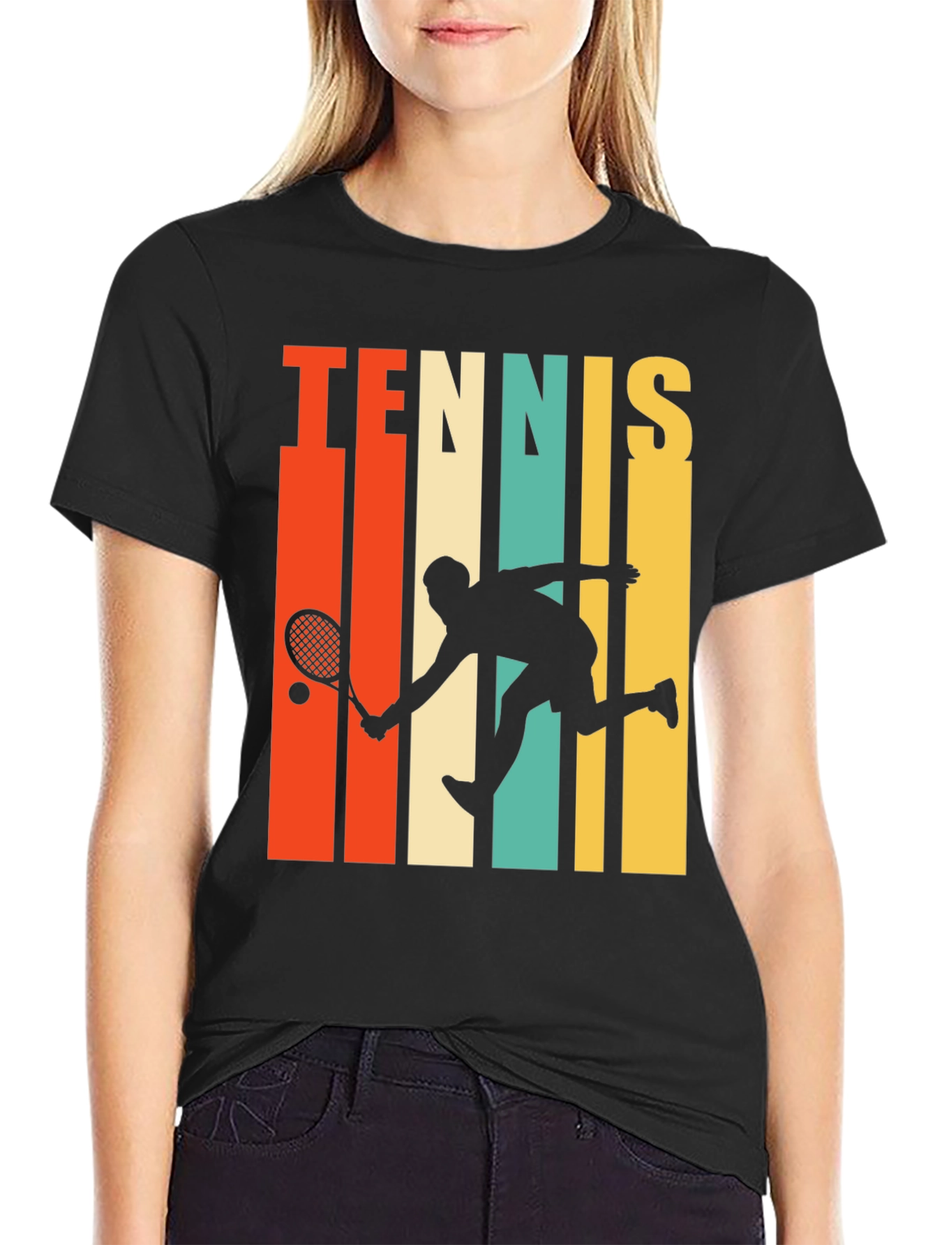 Retro Tennis Player Graphic T-Shirt