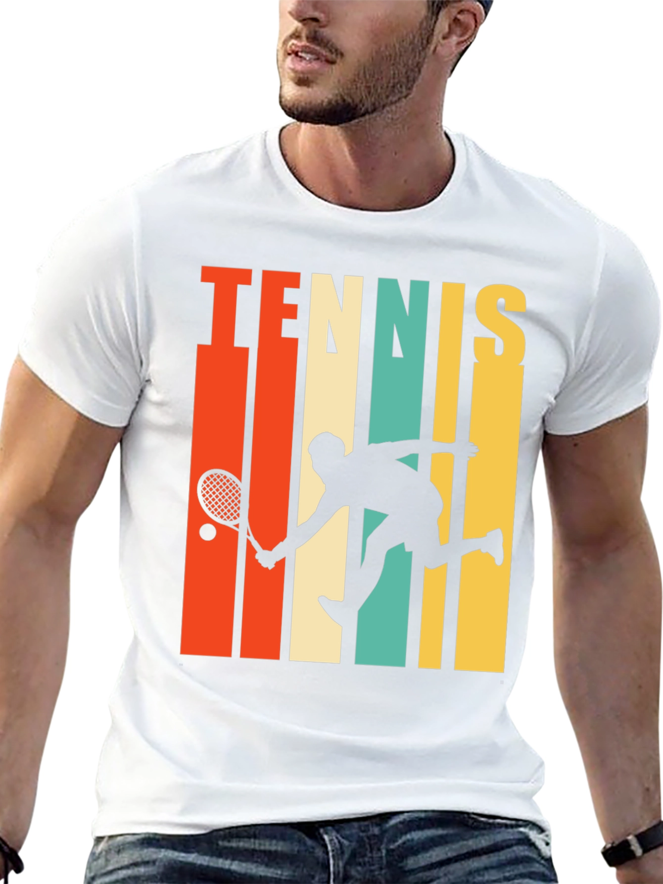 Retro Tennis Player Graphic T-Shirt