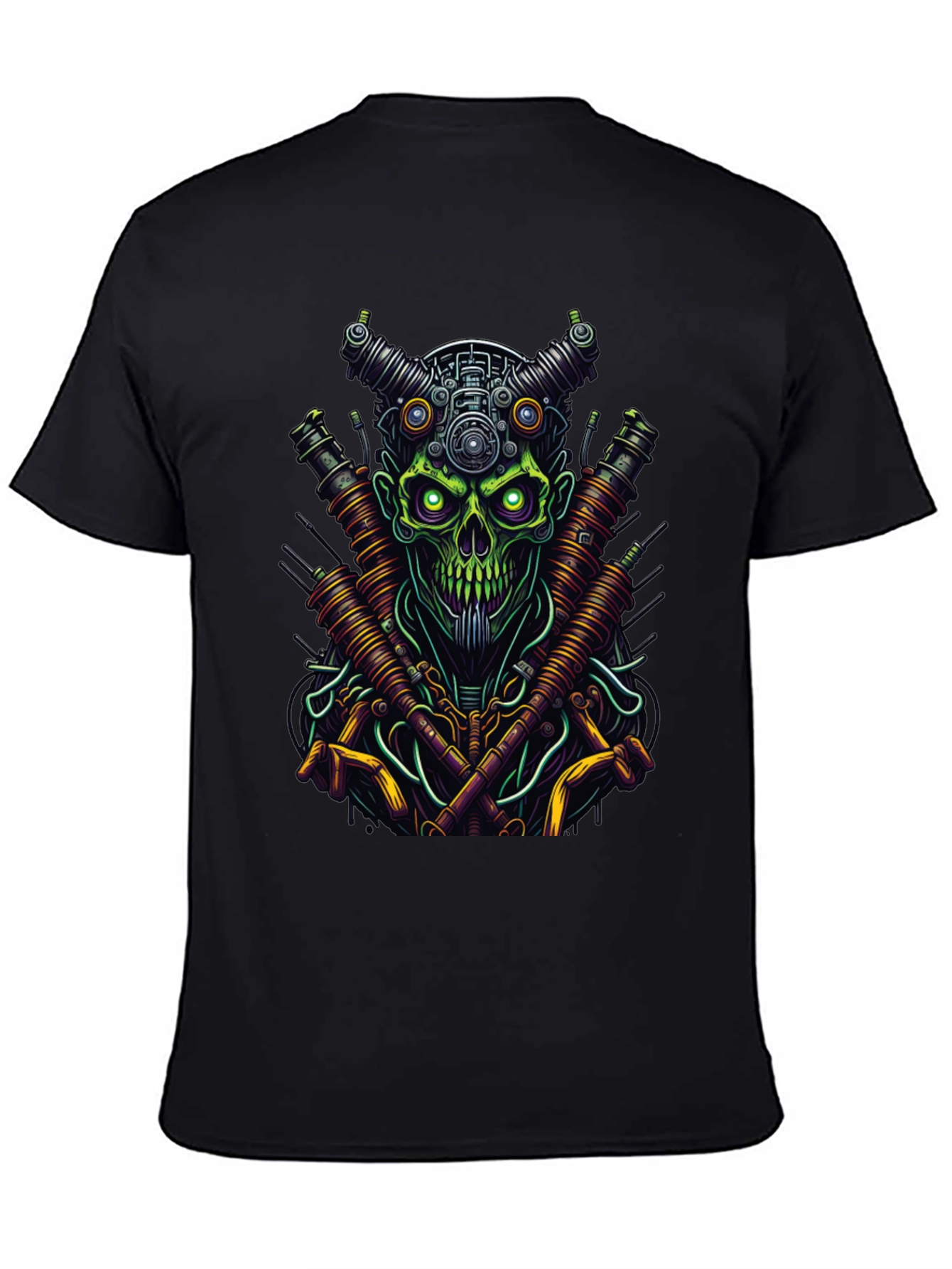 Steampunk Skull Graphic T-Shirt - Black