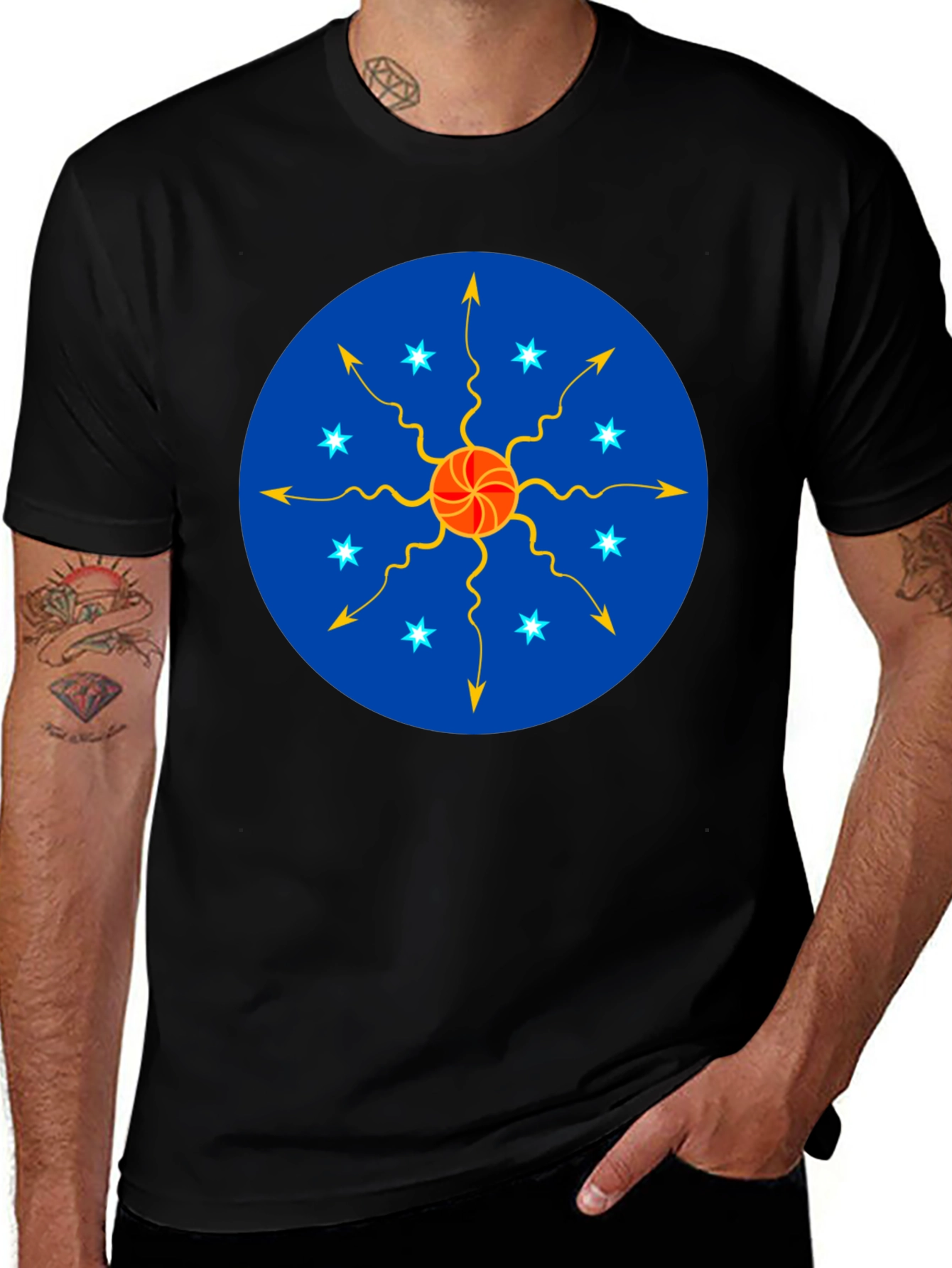 Unique Sun Starburst Design T-Shirt