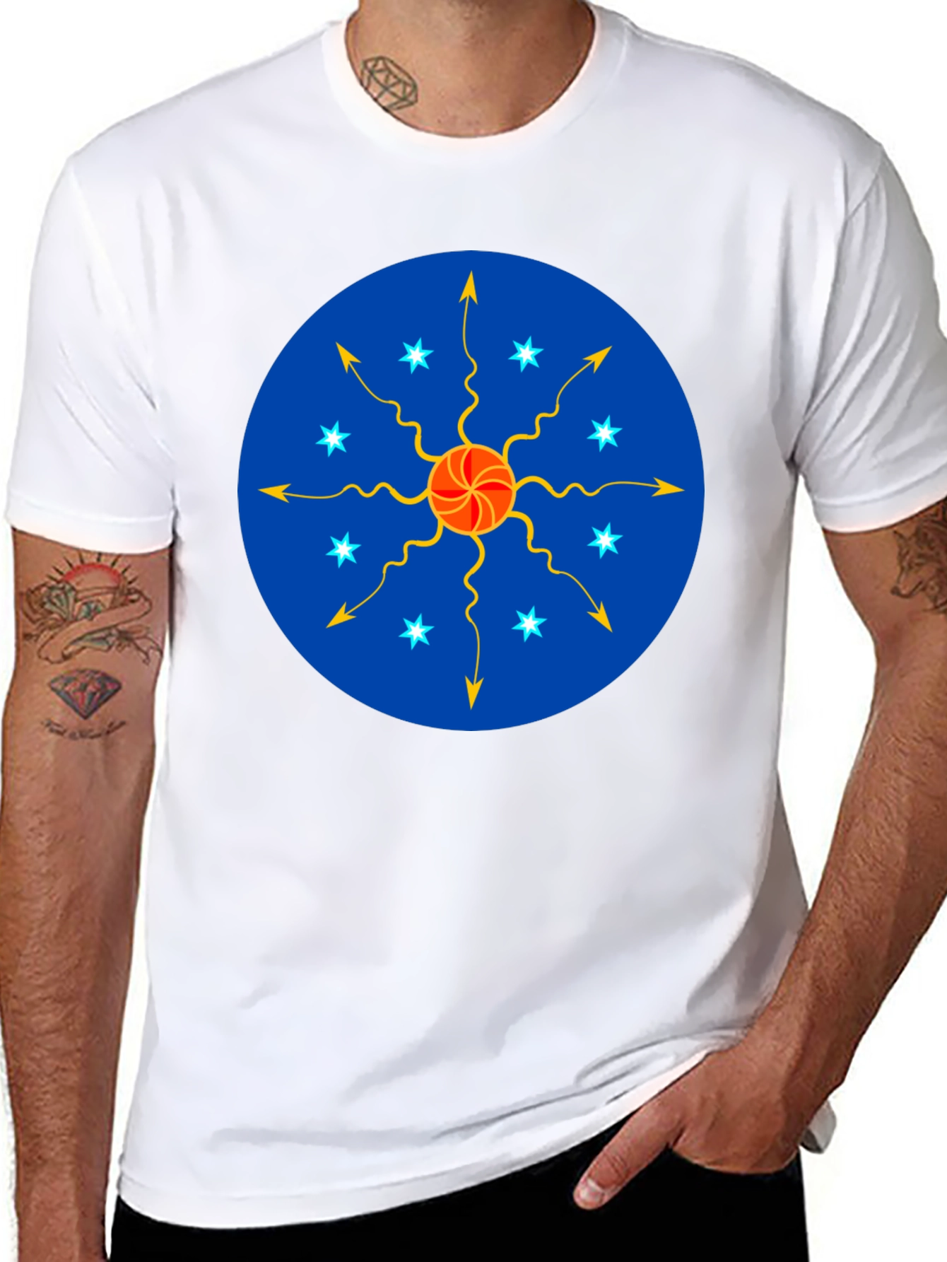 Unique Sun Starburst Design T-Shirt