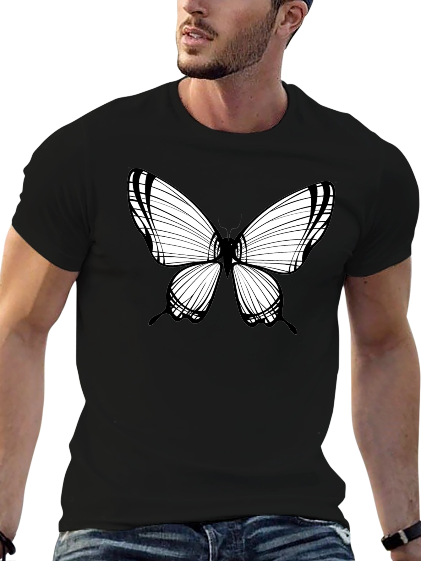 Butterfly Graphic Tee - Black Casual Shirt
