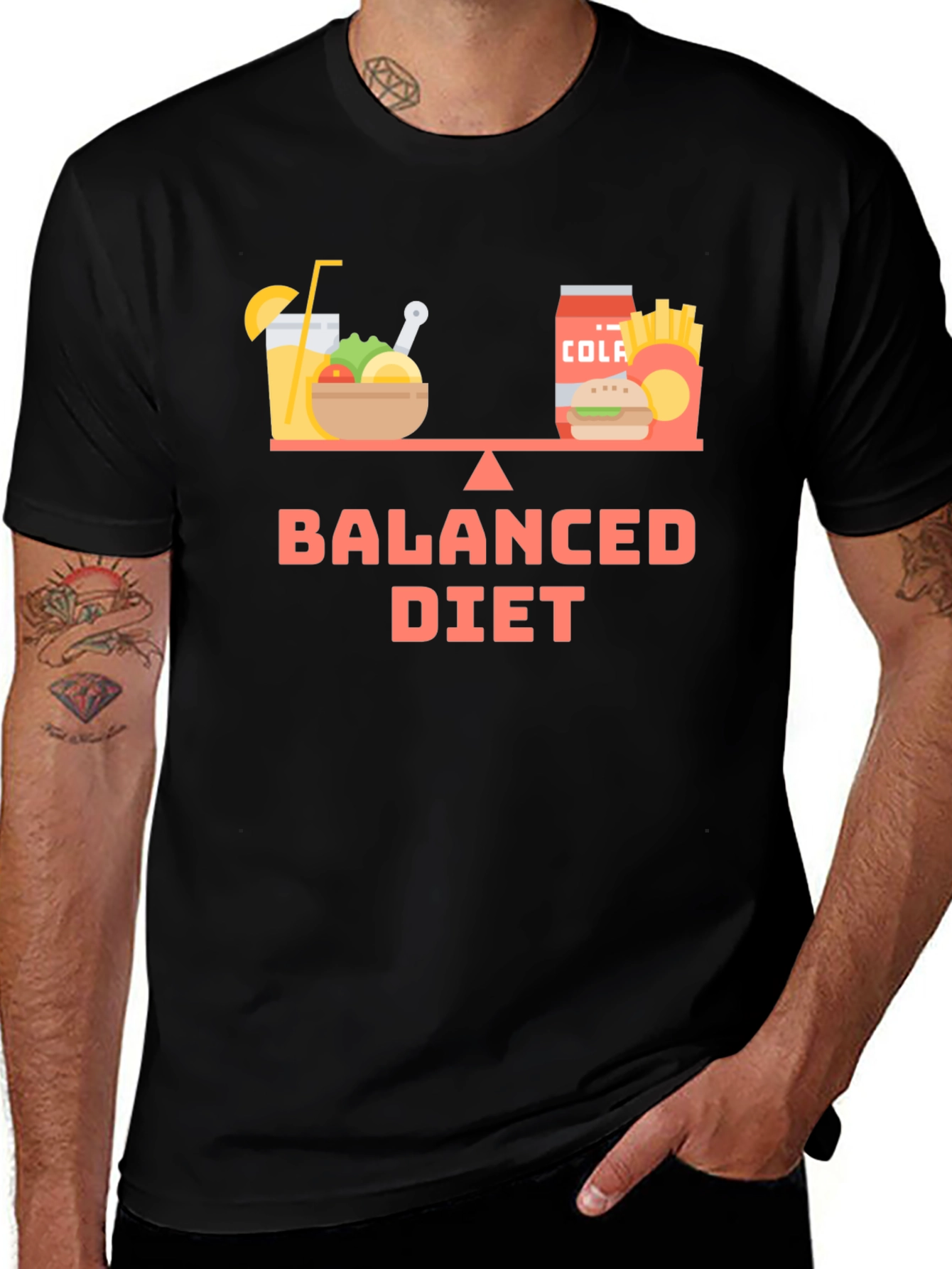 Balanced Diet Graphic T-Shirt - Healthy Eating Tee