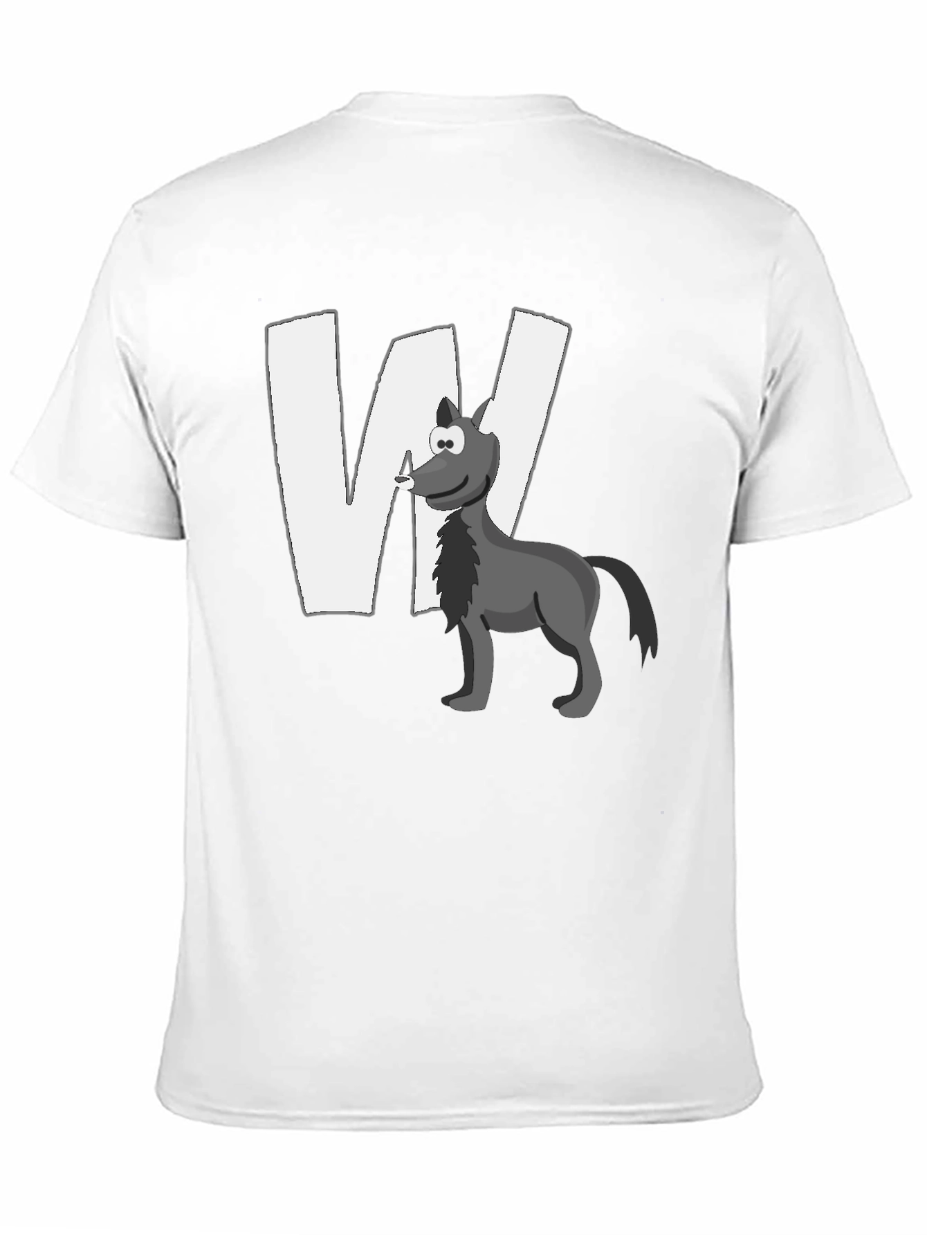 Wolf Cartoon Graphic Black T-Shirt