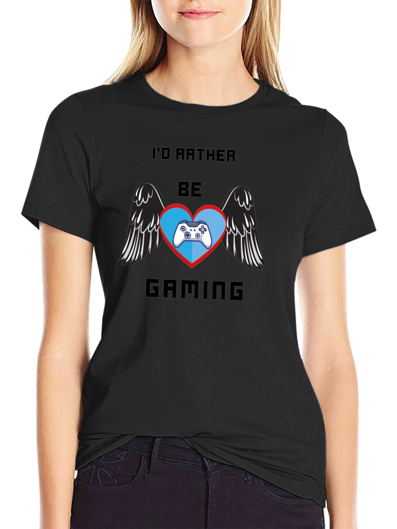 Id Rather Be Gaming Black T-Shirt