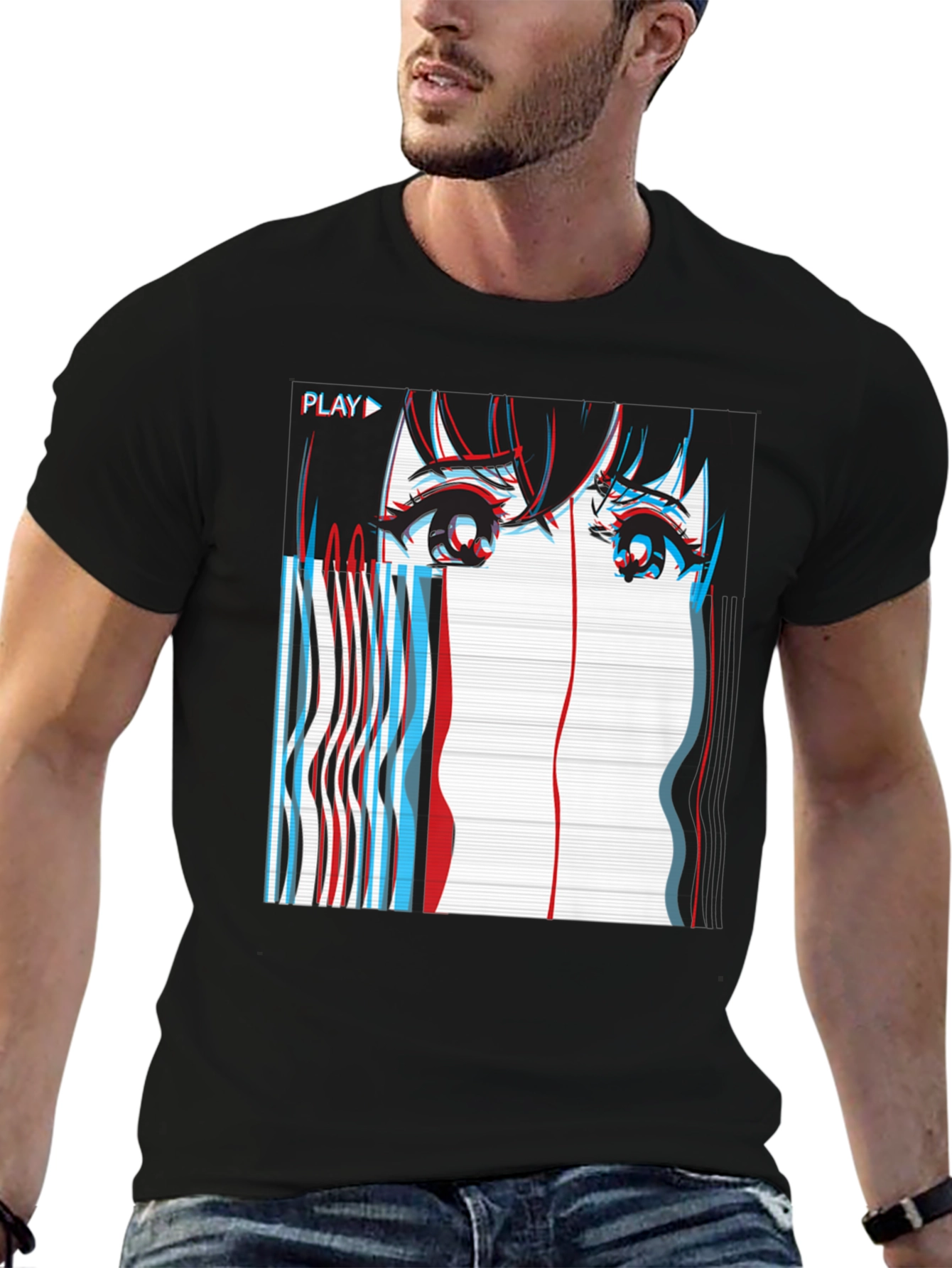 Anime Glitch Art T-Shirt