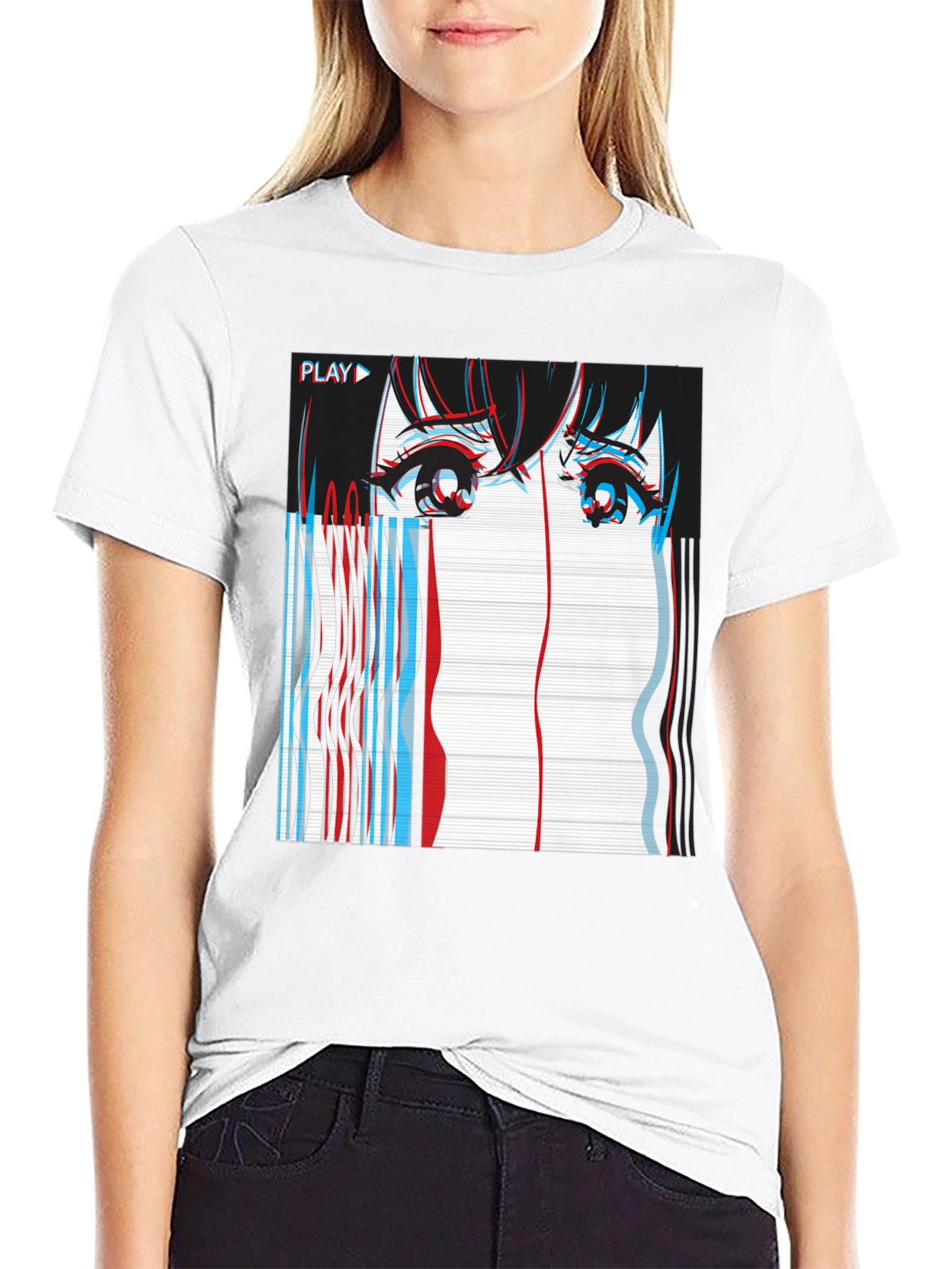 Anime Glitch Art T-Shirt