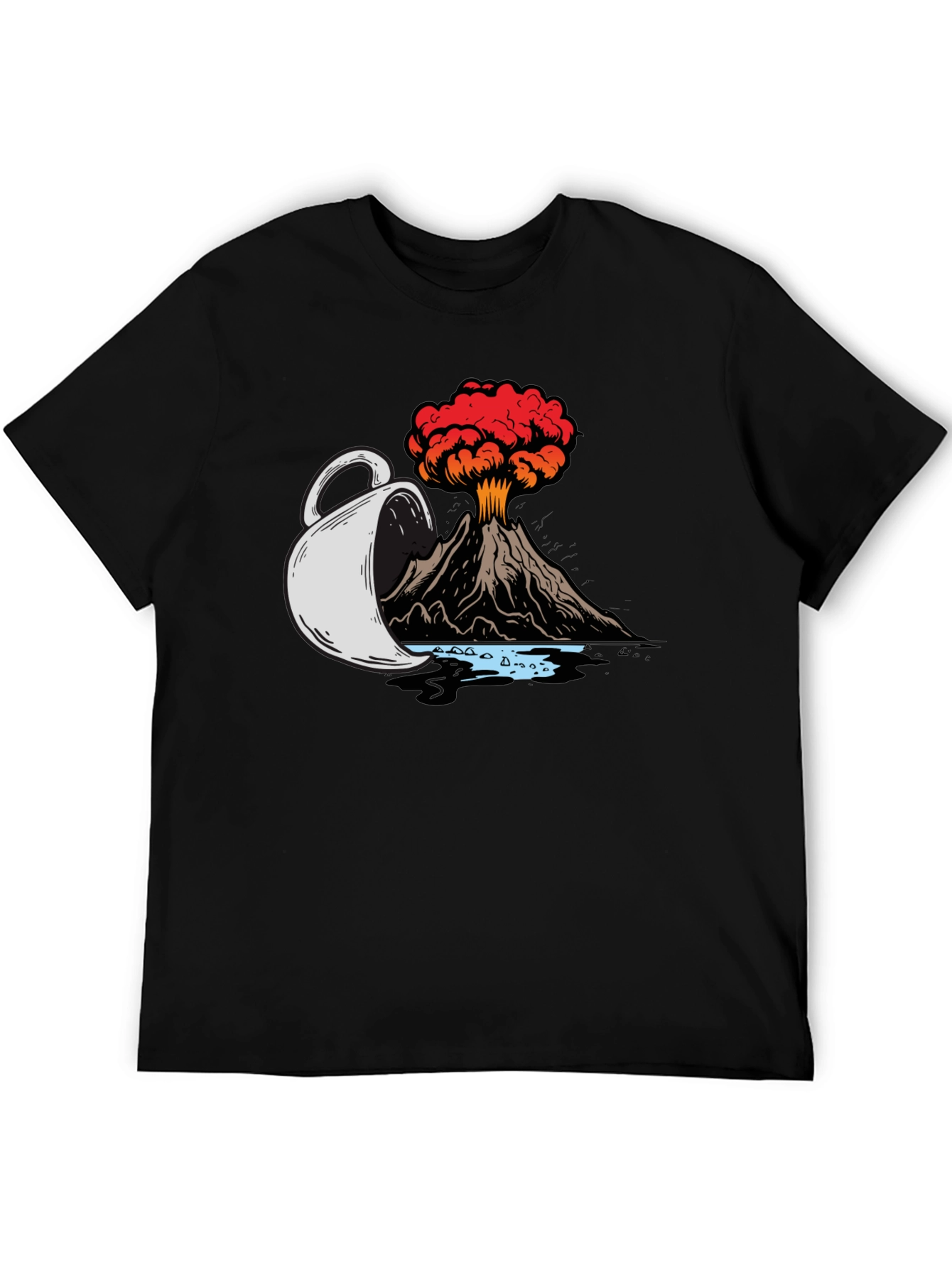 Volcanic Coffee Spill T-Shirt - Black Graphic Tee