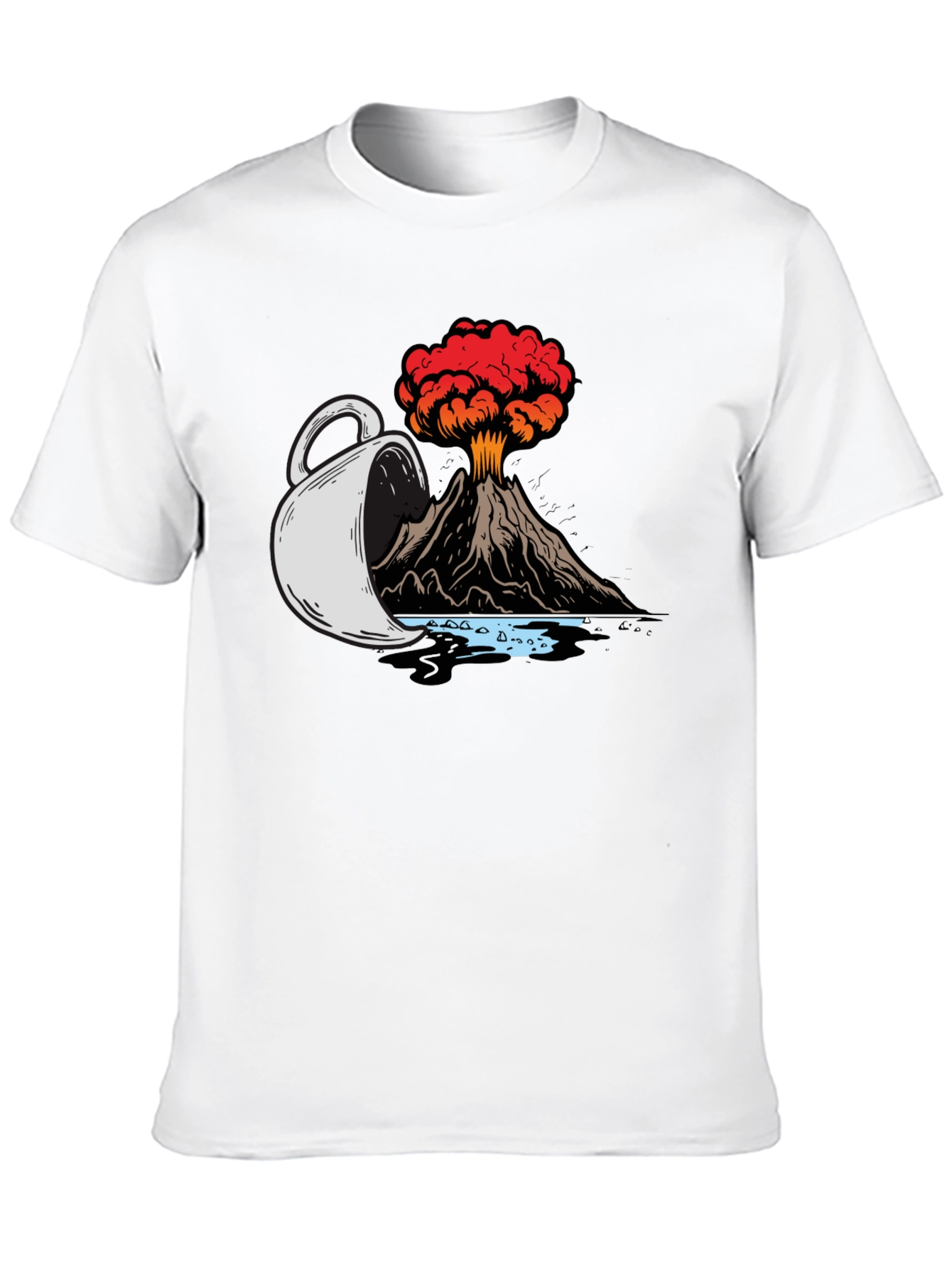 Volcanic Coffee Spill T-Shirt - Black Graphic Tee