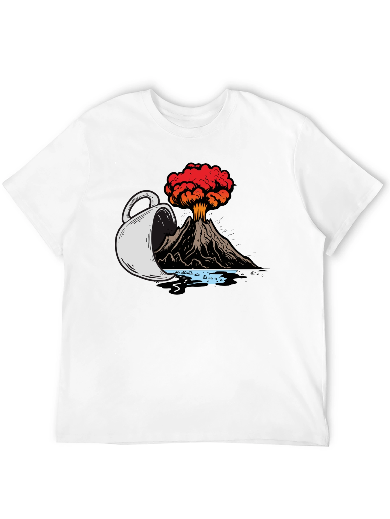 Volcanic Coffee Spill T-Shirt - Black Graphic Tee