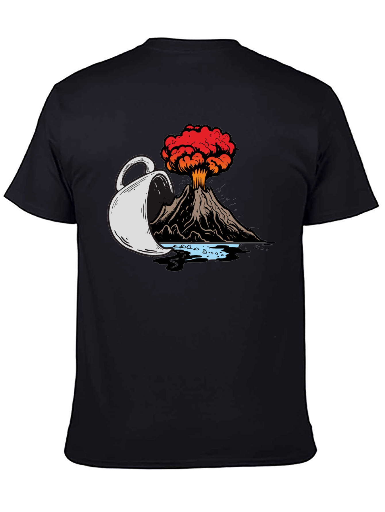 Volcanic Coffee Spill T-Shirt - Black Graphic Tee