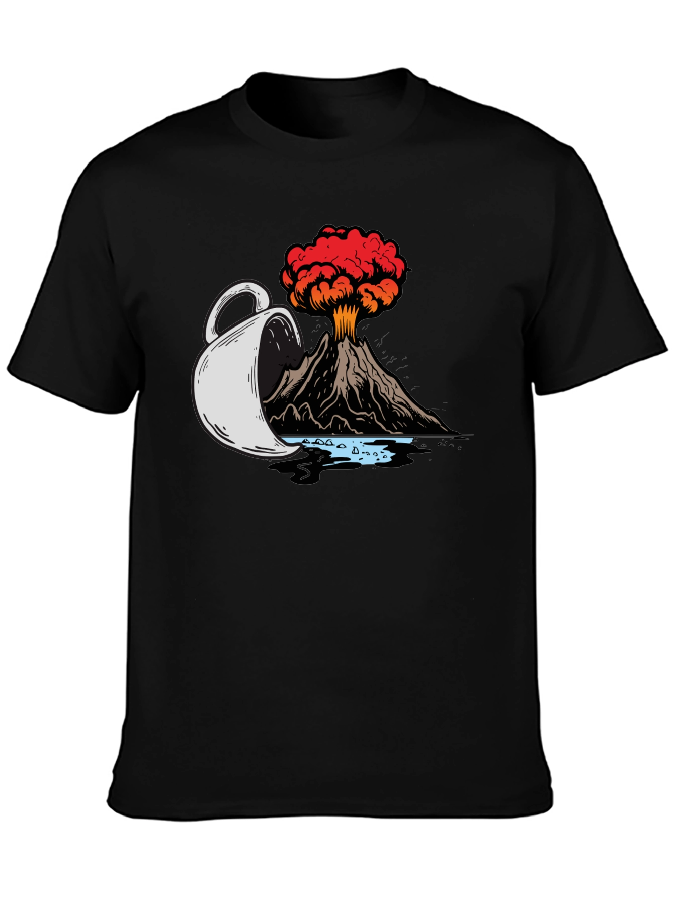 Volcanic Coffee Spill T-Shirt - Black Graphic Tee