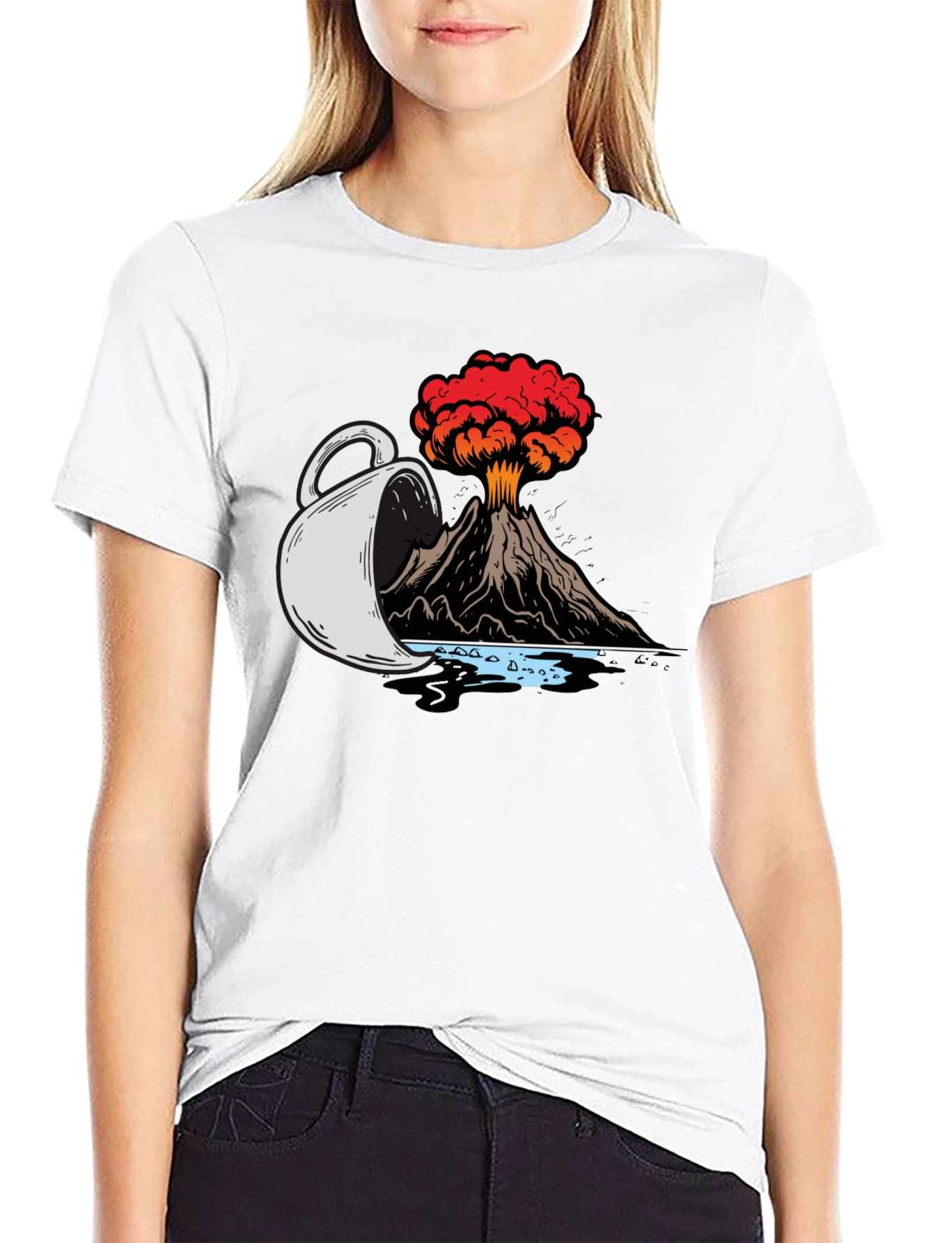 Volcanic Coffee Spill T-Shirt - Black Graphic Tee