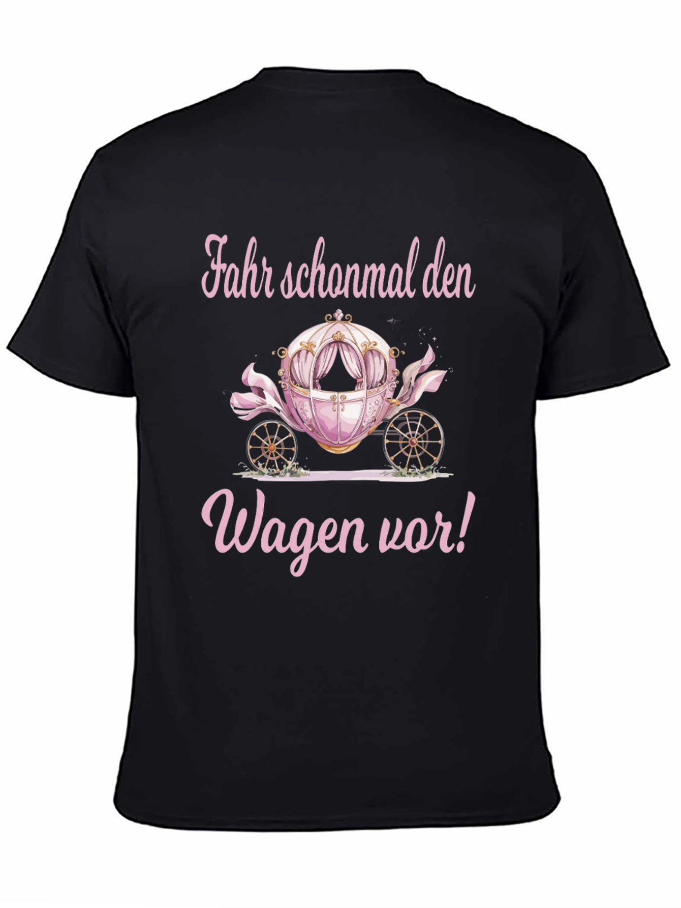 Pink Carriage Graphic Black T-Shirt