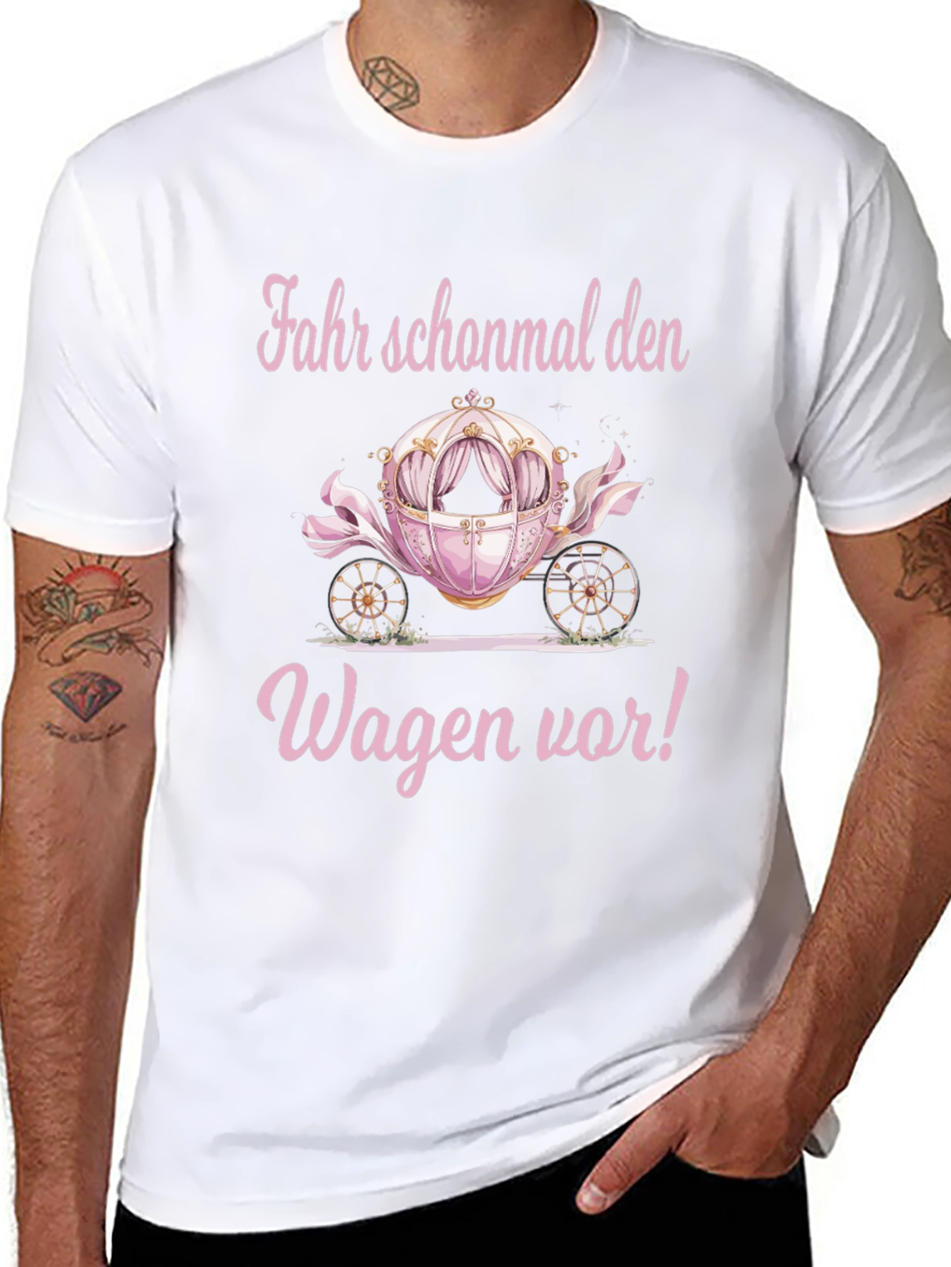 Pink Carriage Graphic Black T-Shirt