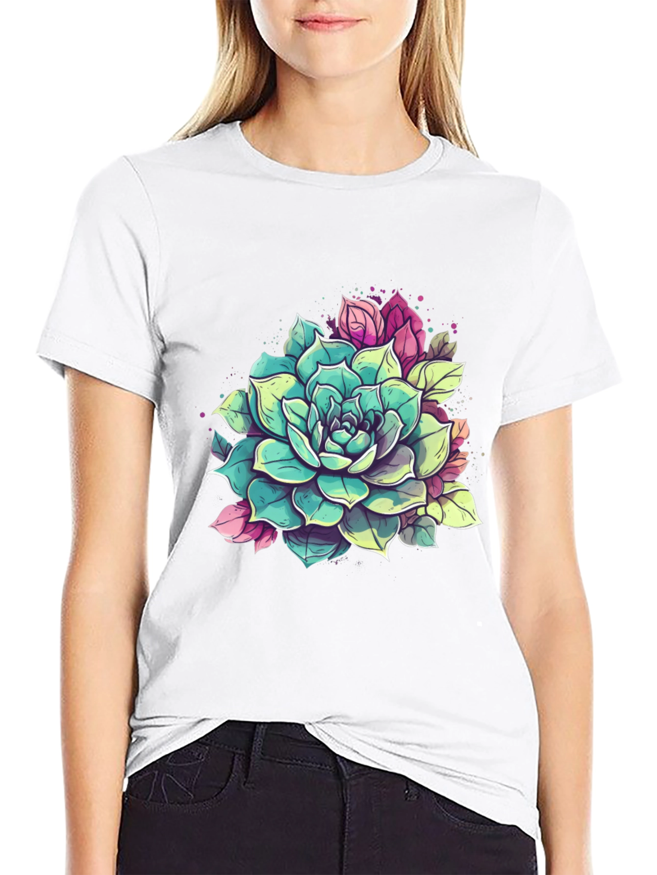 Succulent Graphic Tee - Black Cotton