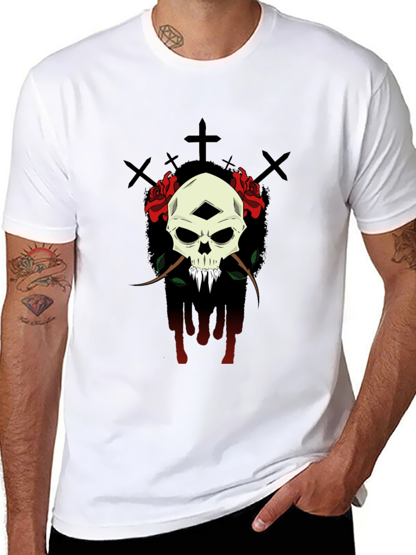 Skull & Roses Graphic T-Shirt