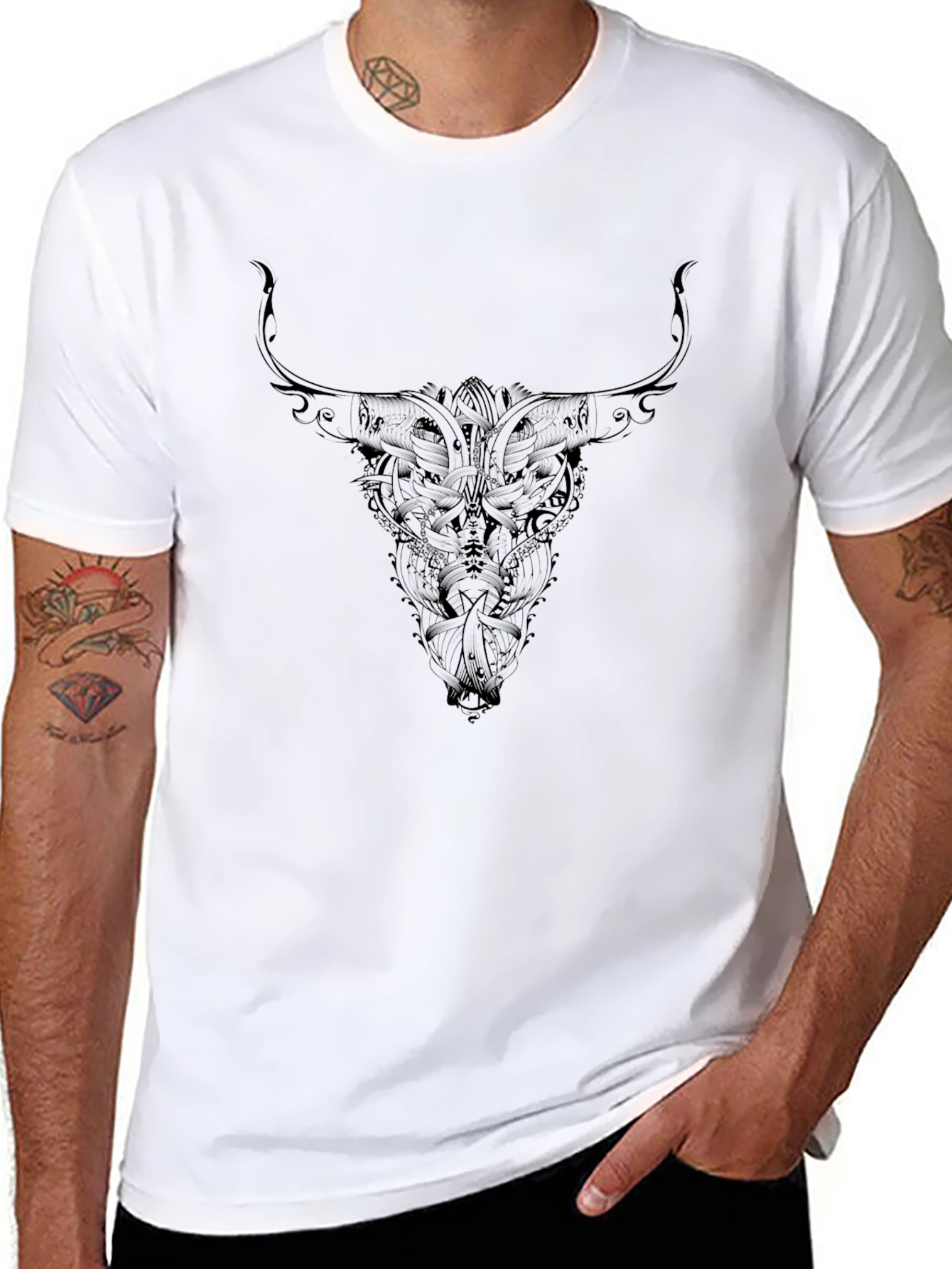 Skull Bull Graphic Black T-Shirt