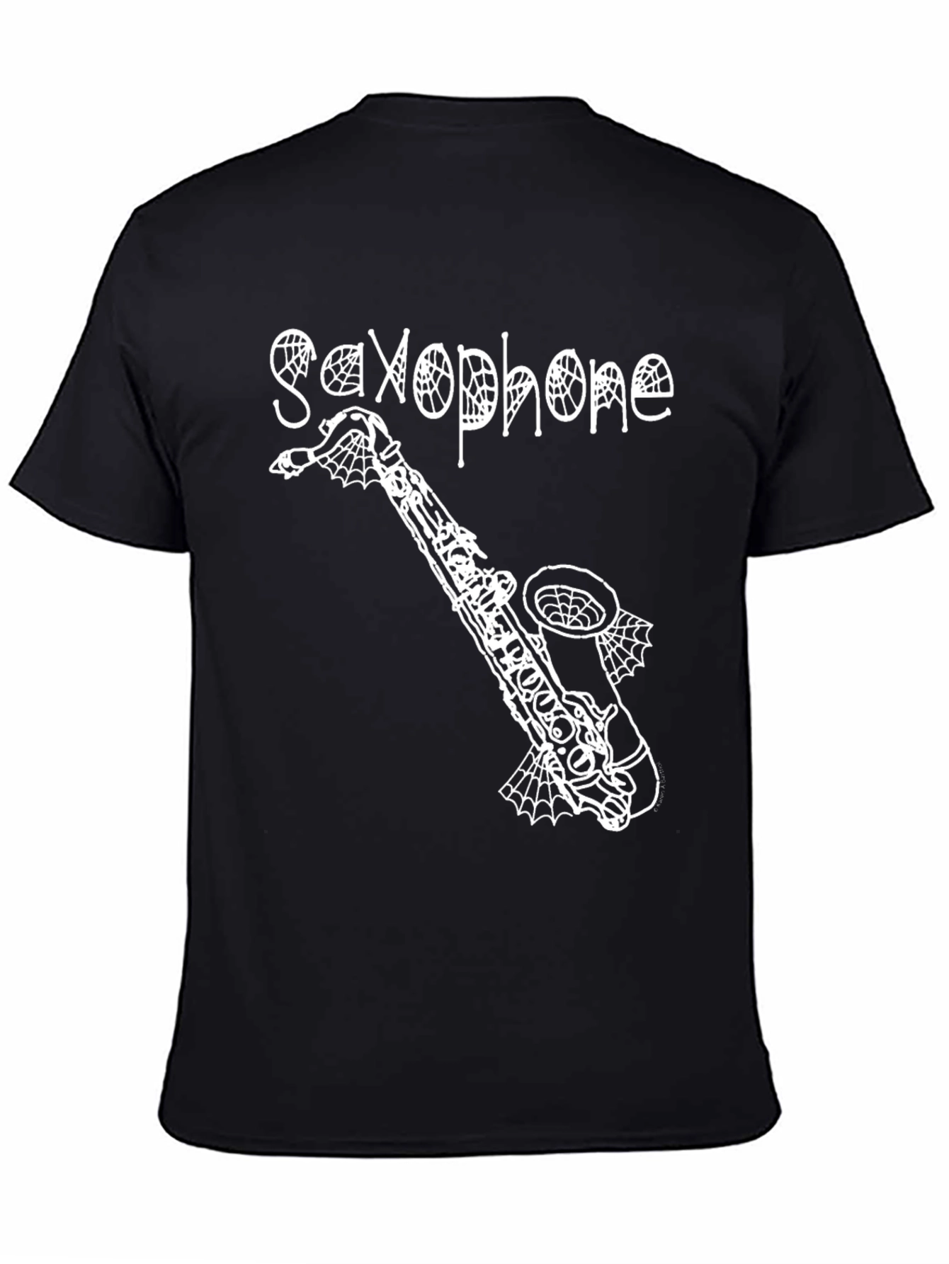 Saxophone Spiderweb Graphic Black T-Shirt