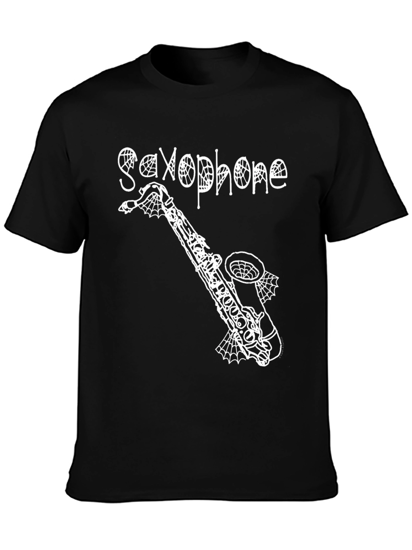 Saxophone Spiderweb Graphic Black T-Shirt