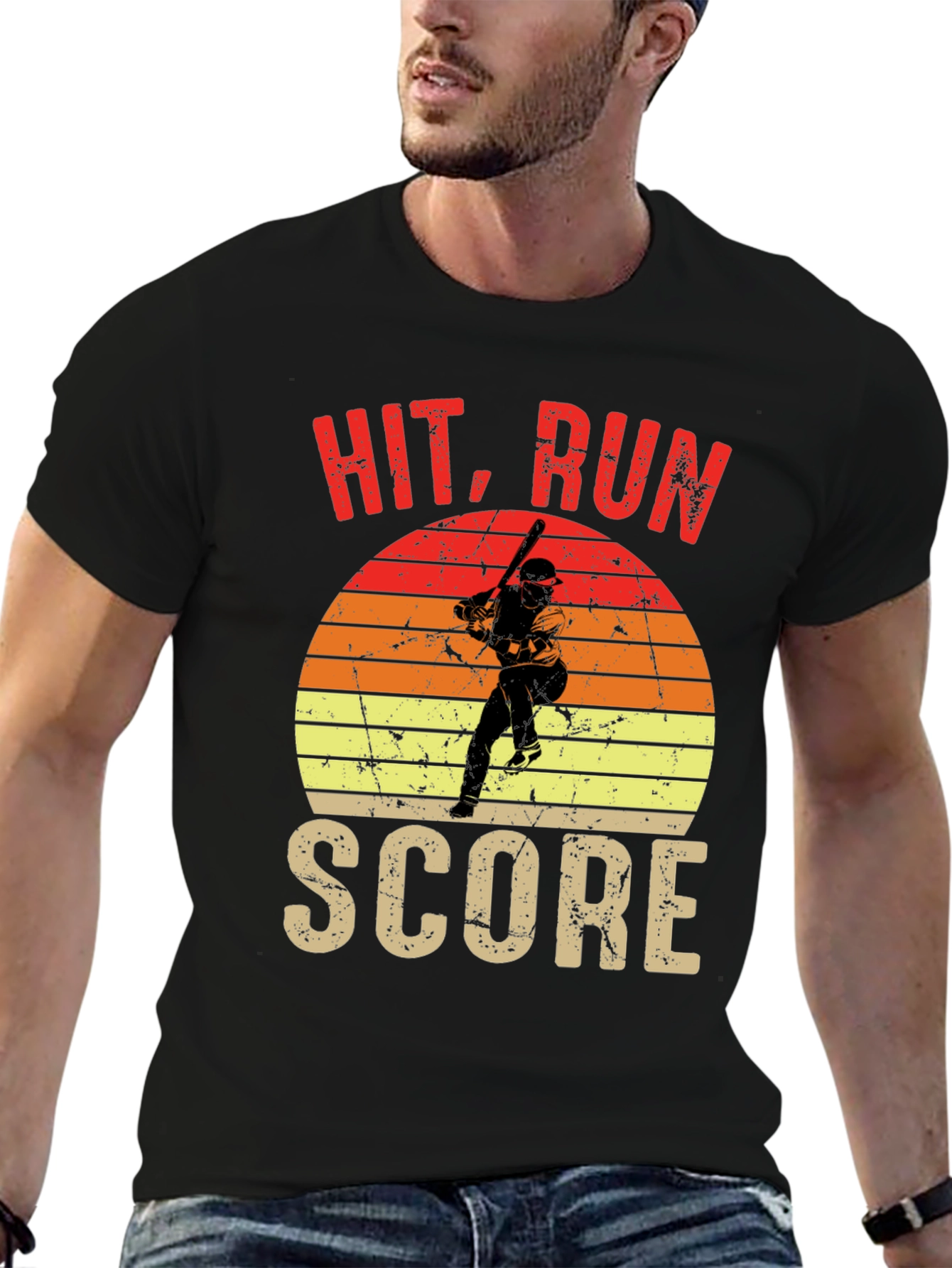Hit Run Score Baseball Graphic T-Shirt