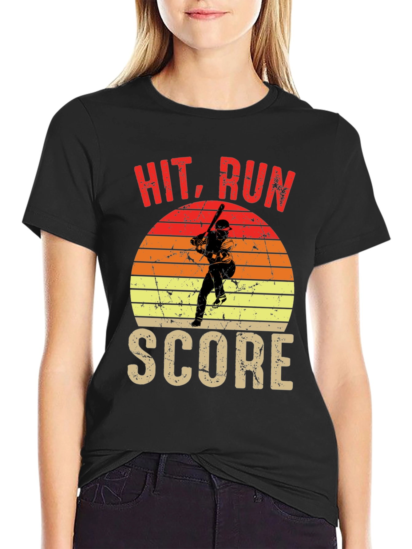 Hit Run Score Baseball Graphic T-Shirt