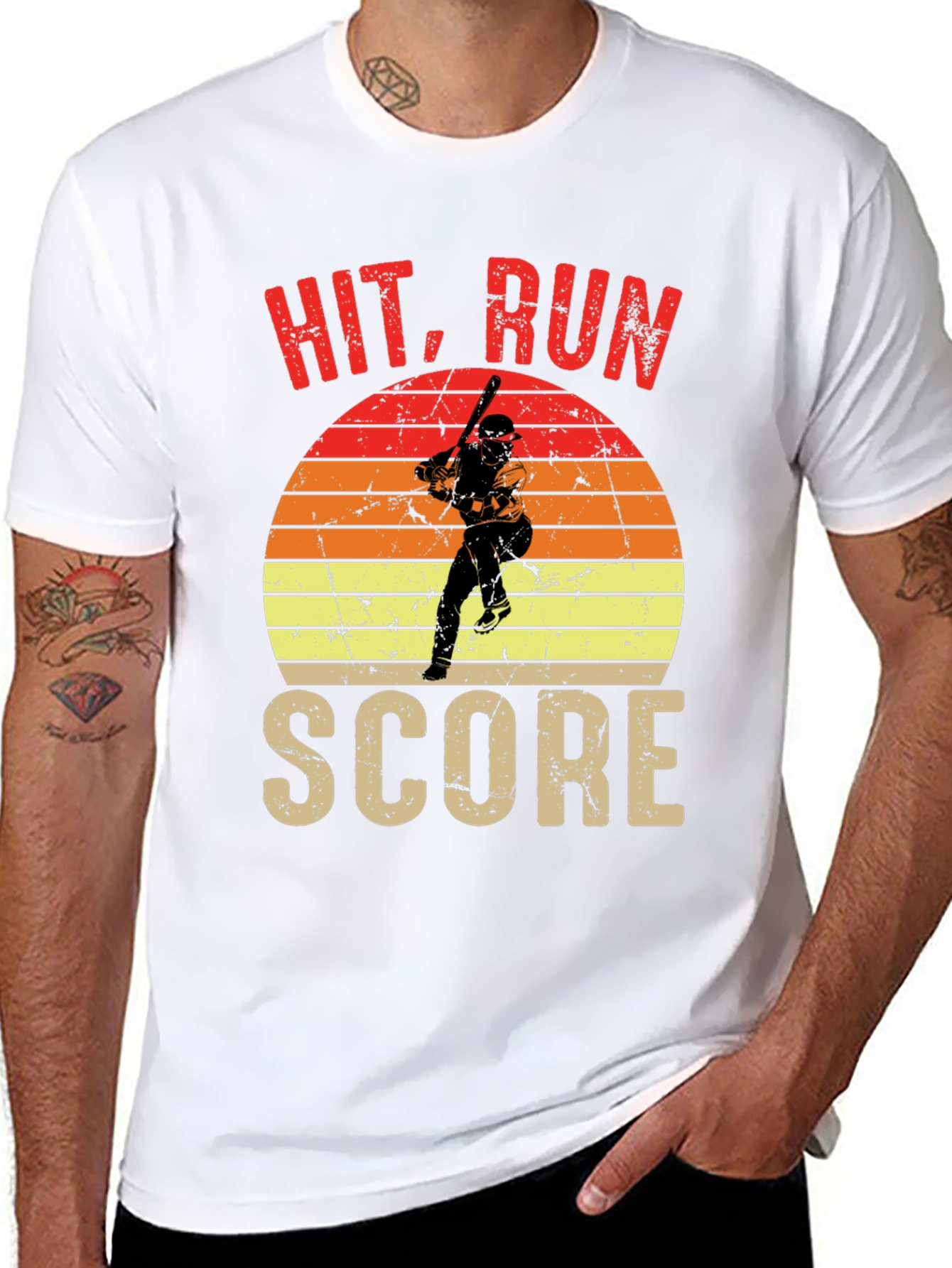 Hit Run Score Baseball Graphic T-Shirt