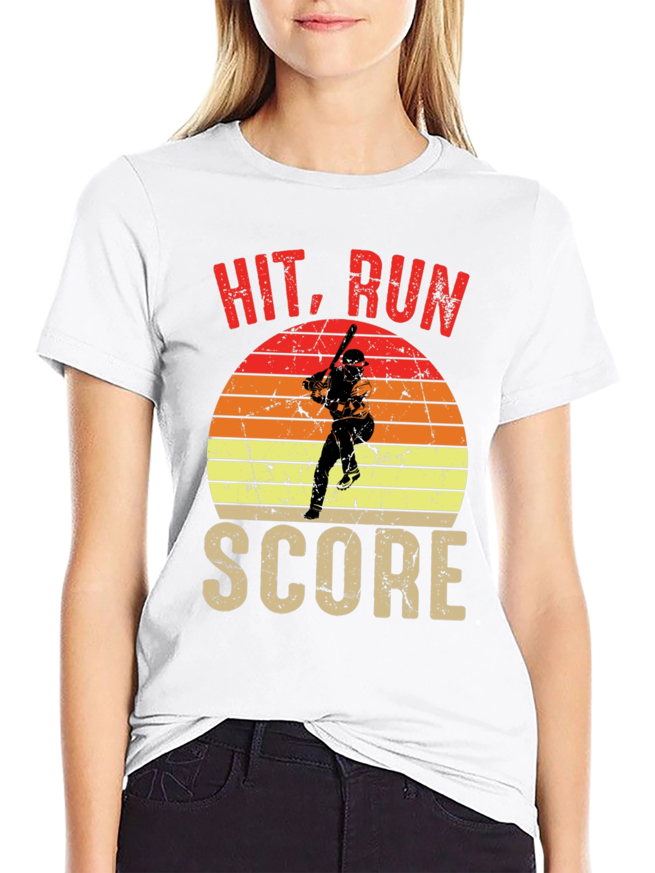 Hit Run Score Baseball Graphic T-Shirt