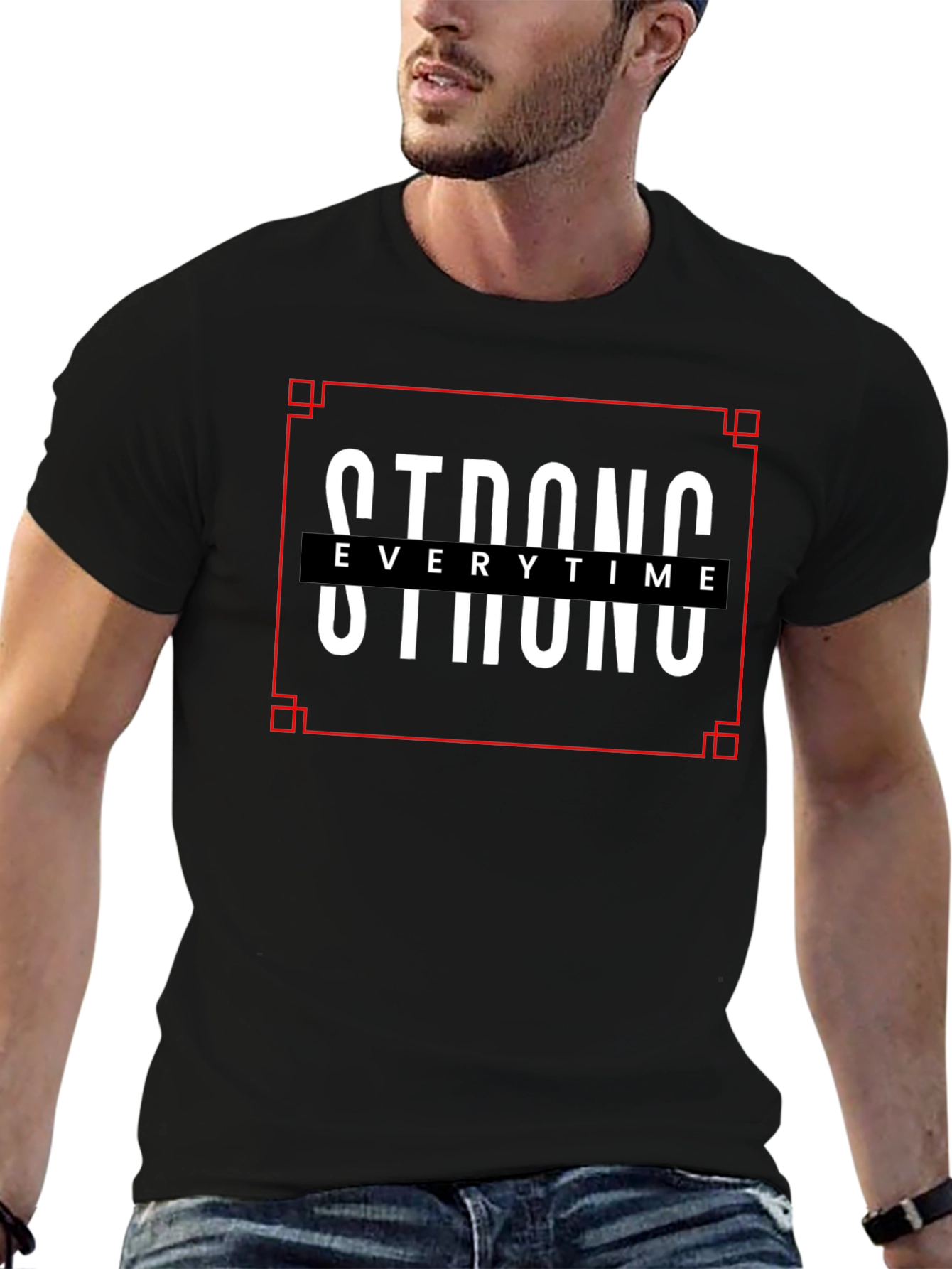 Strong Everytime Black Graphic T-Shirt