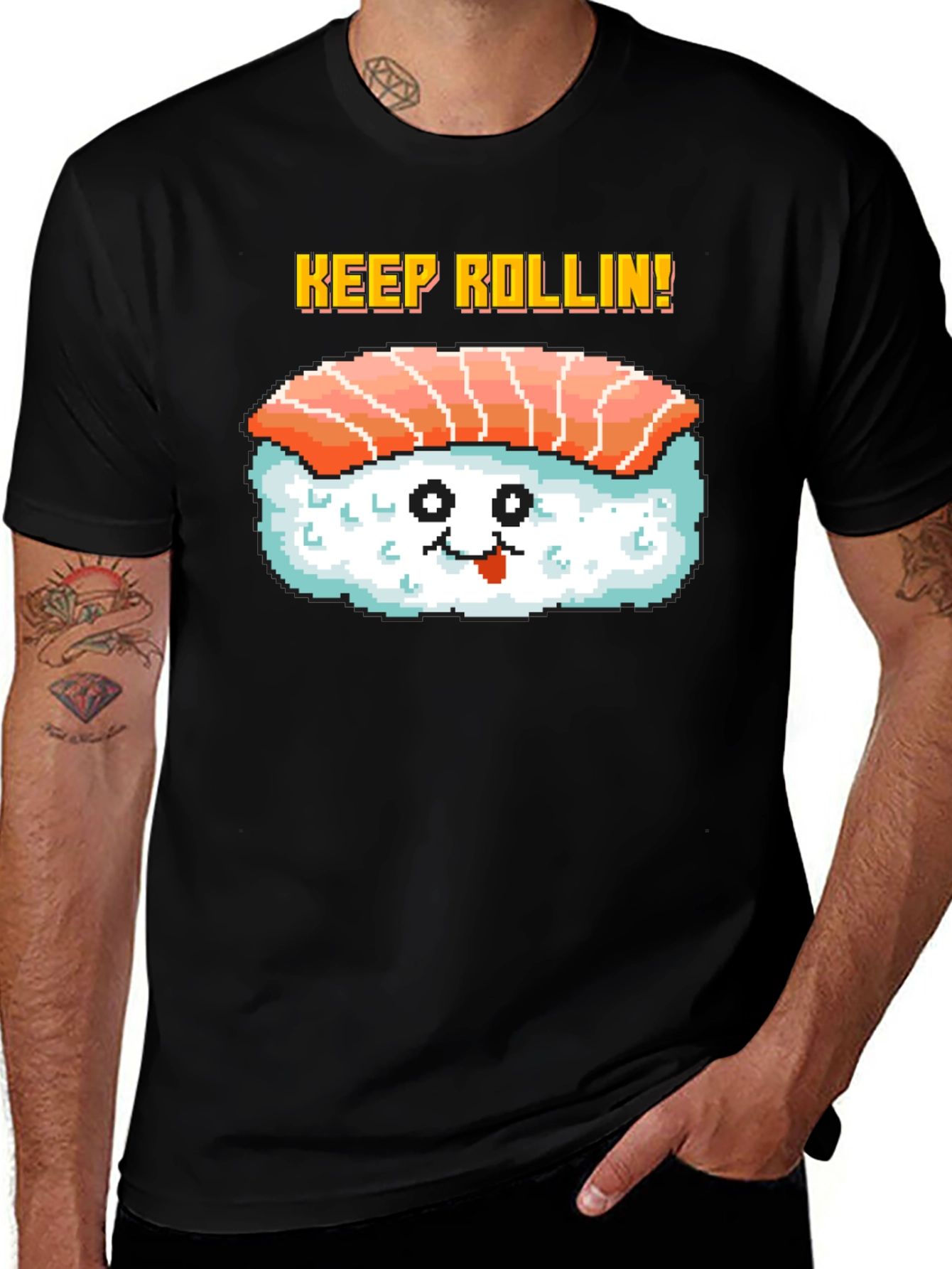 Keep Rollin Sushi Graphic Tee - Black