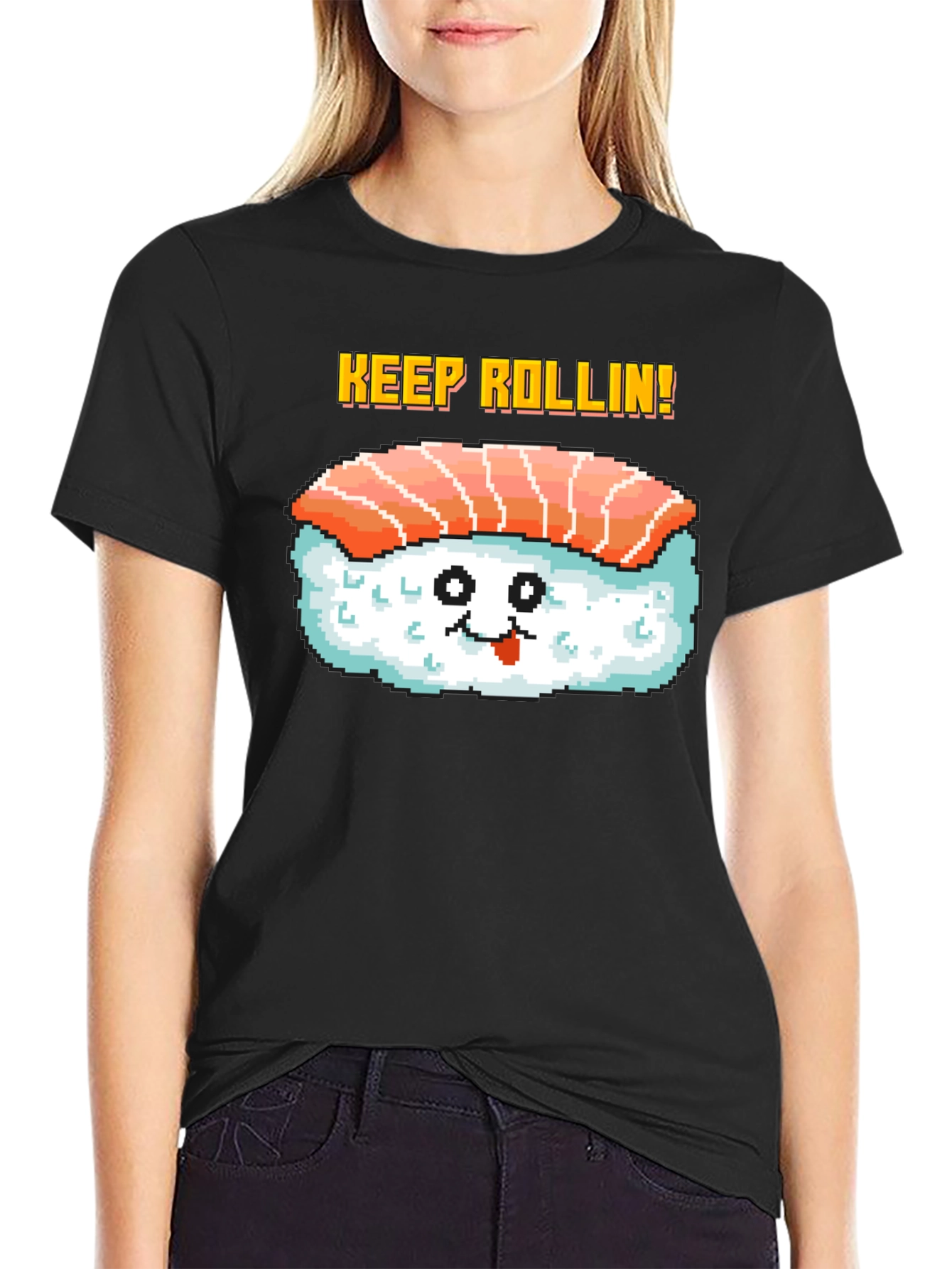 Keep Rollin Sushi Graphic Tee - Black