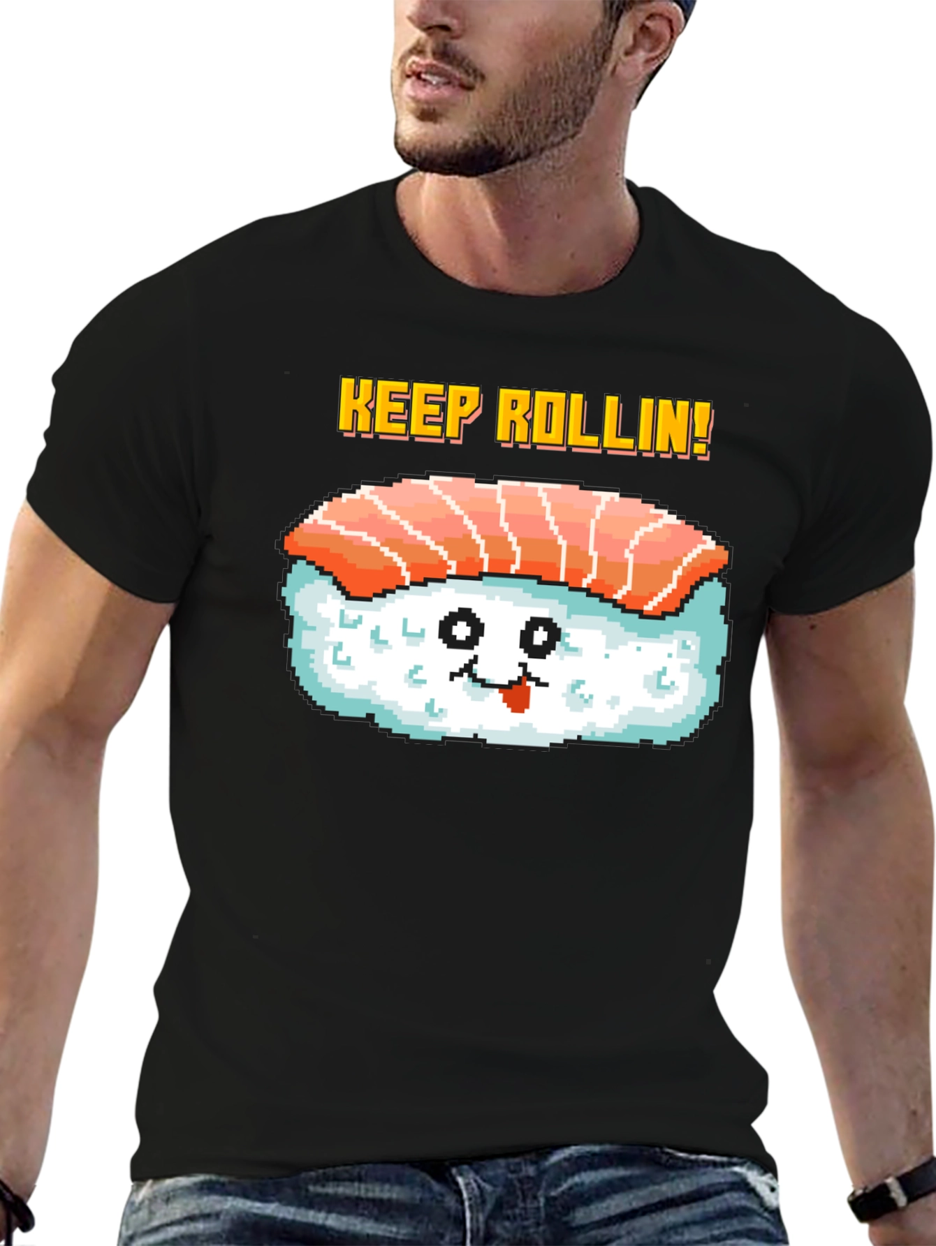 Keep Rollin Sushi Graphic Tee - Black