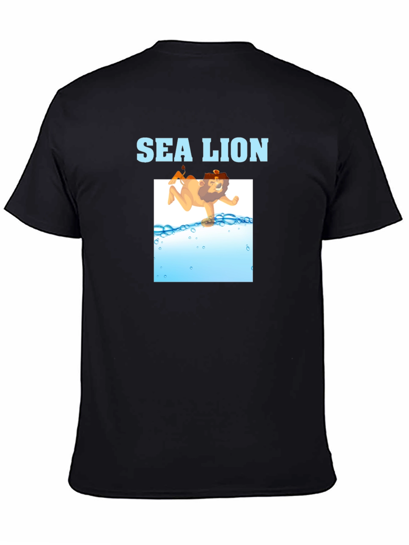 Sea Lion Cartoon Graphic T-Shirt - Black