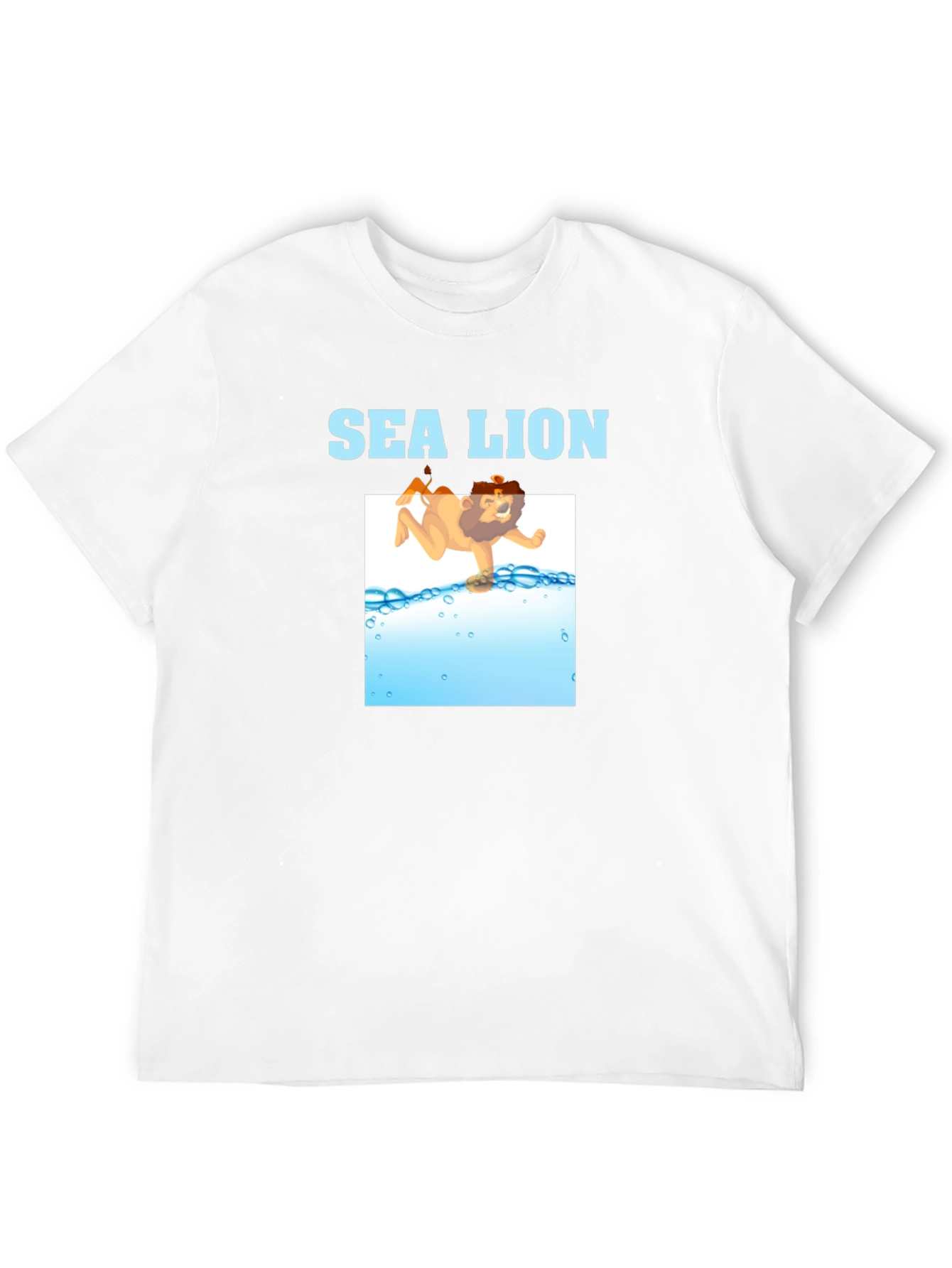 Sea Lion Cartoon Graphic T-Shirt - Black